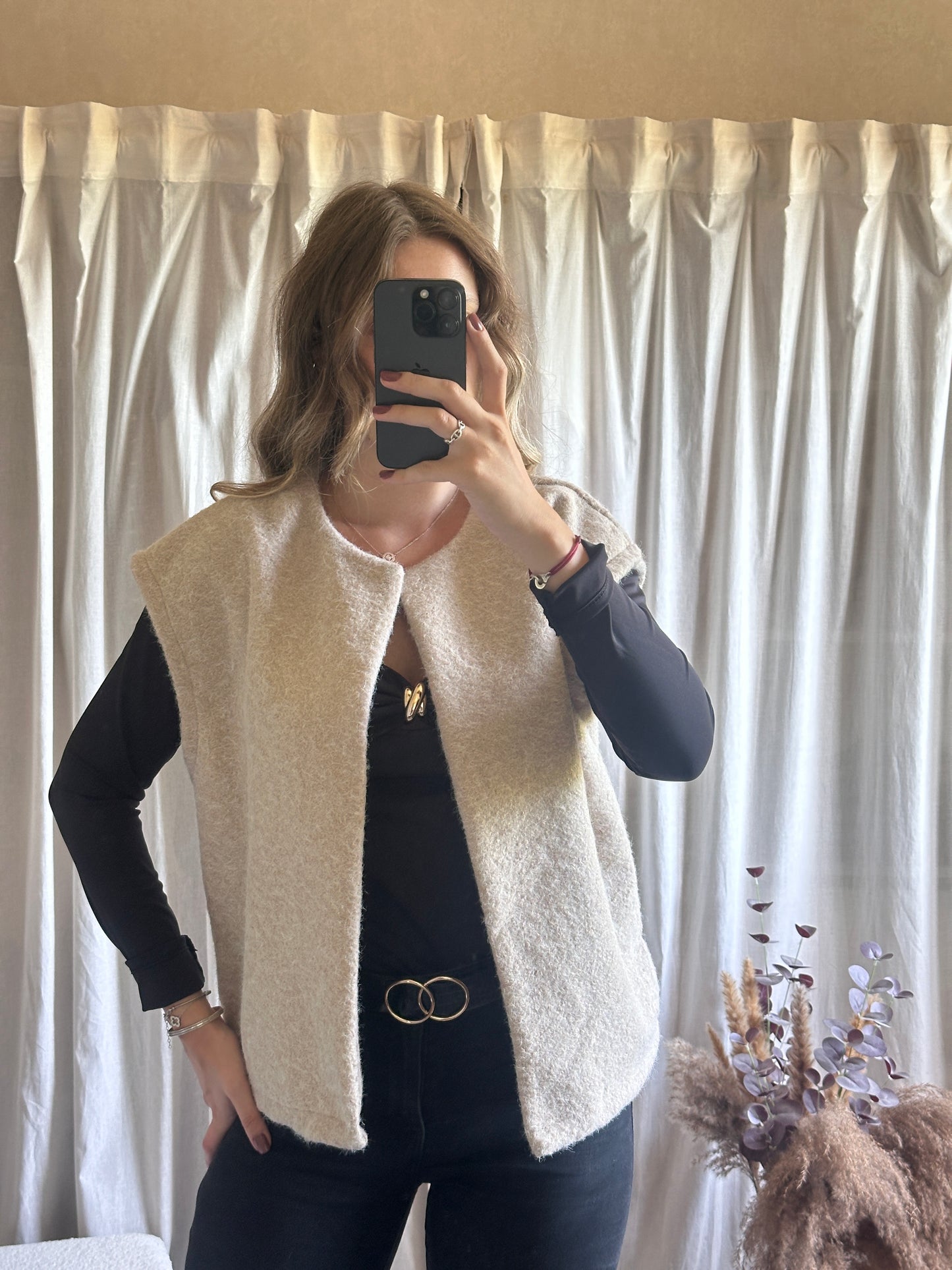 Veste sans manches beige