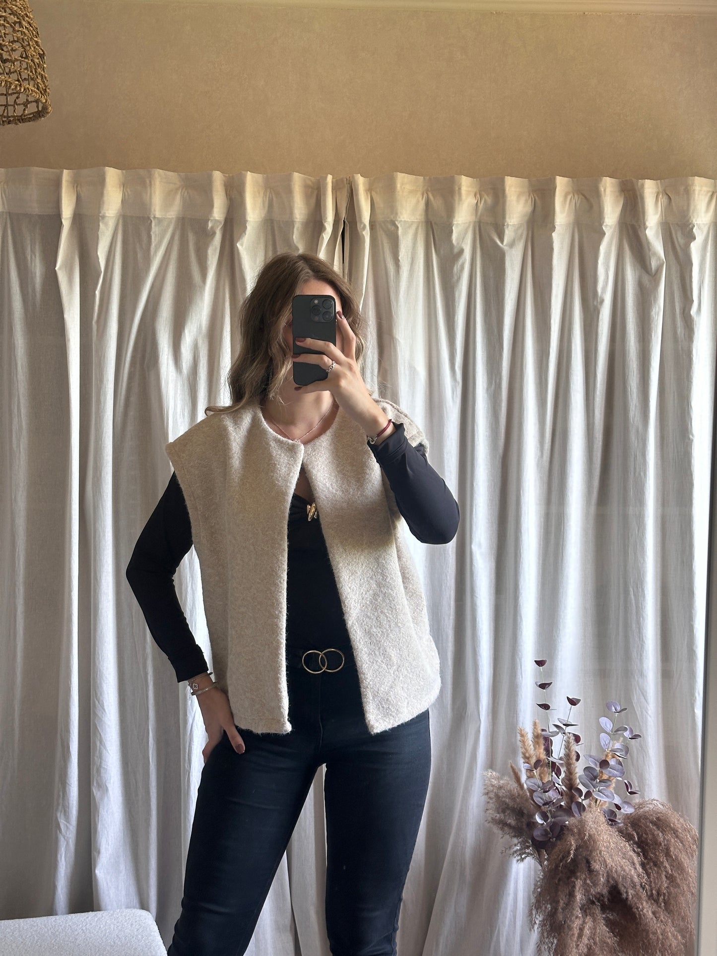 Veste sans manches beige