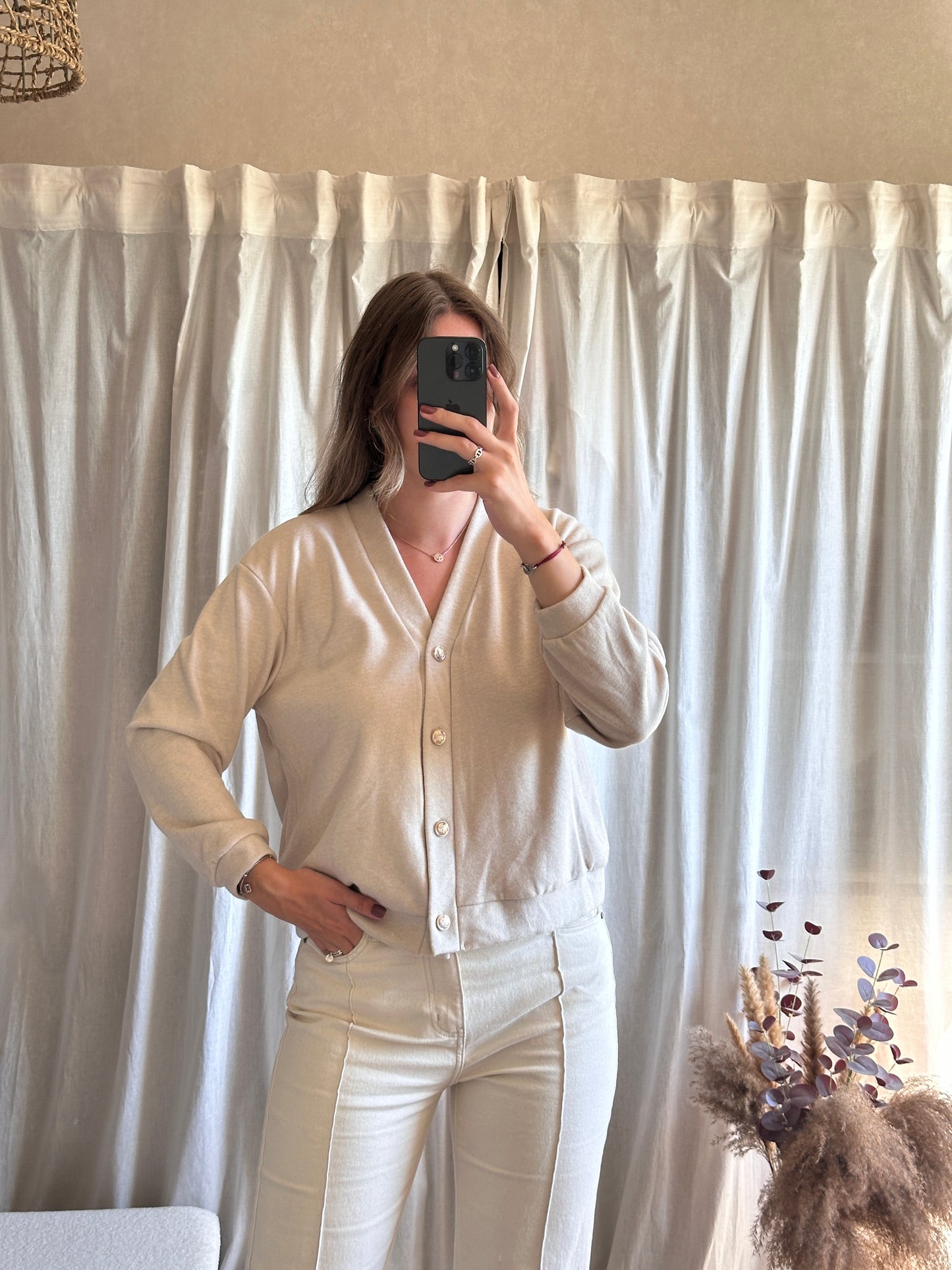 Gilet beige à boutons