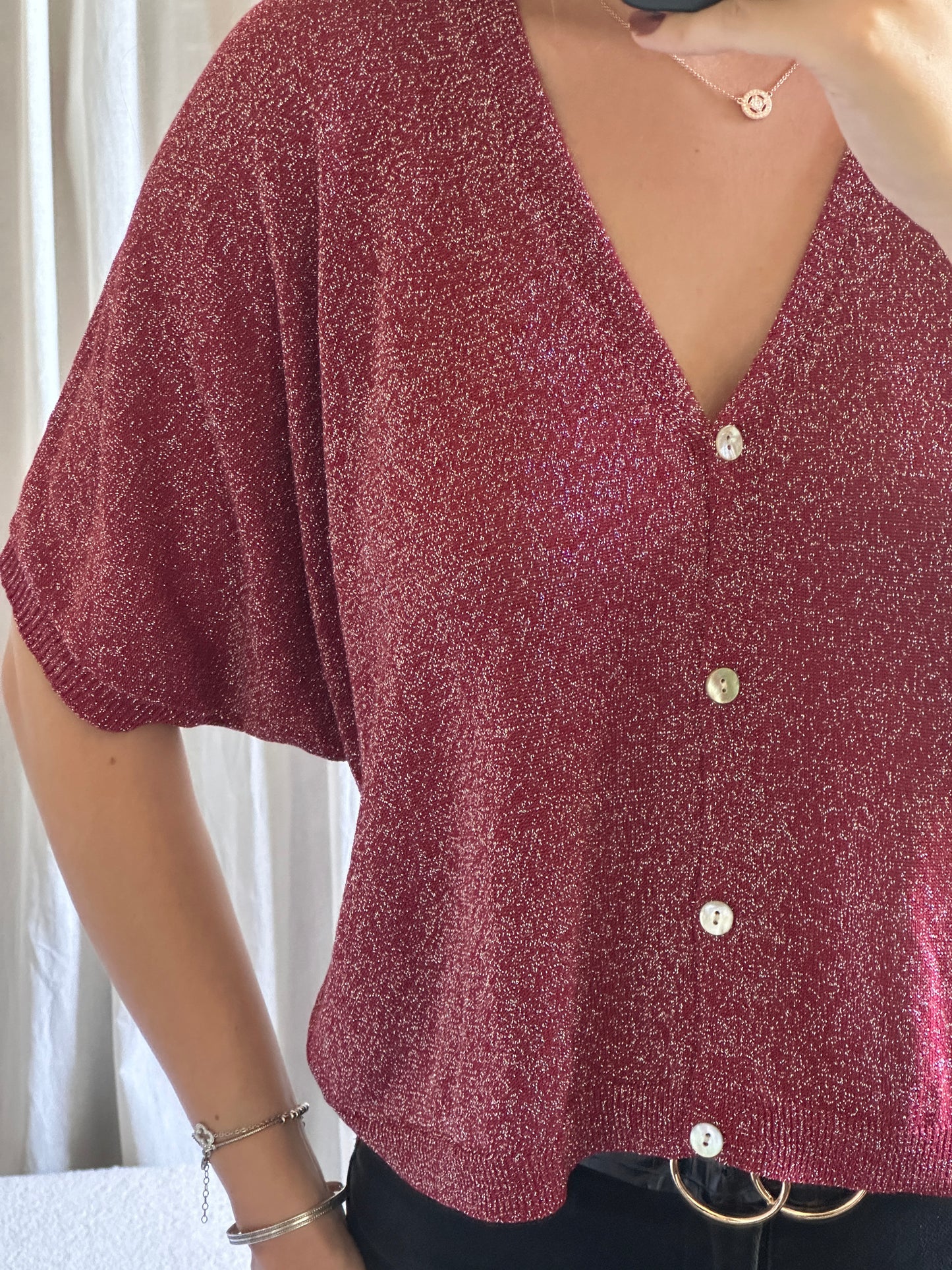 Gilet bordeaux à paillettes