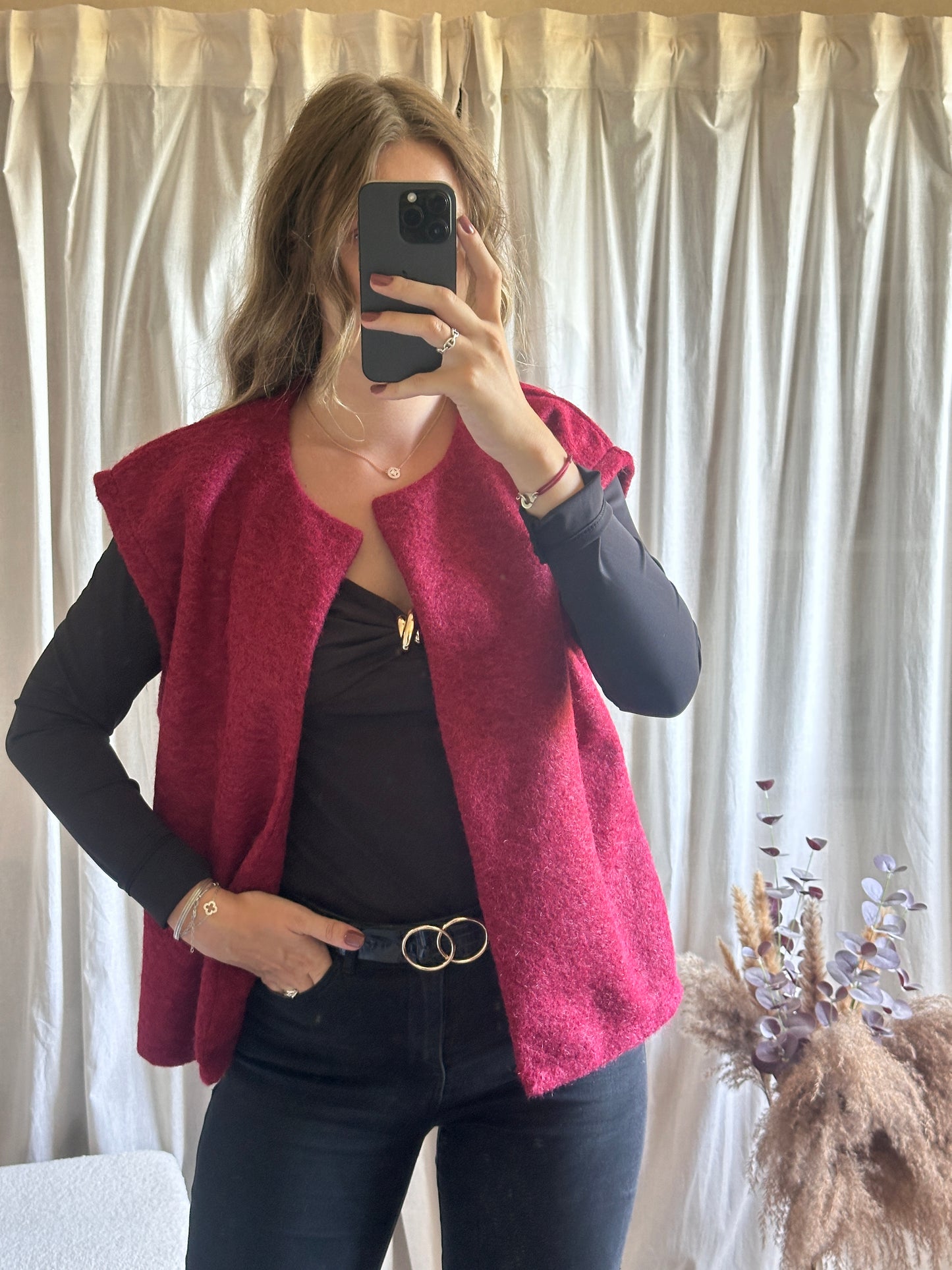Veste sans manches bordeaux