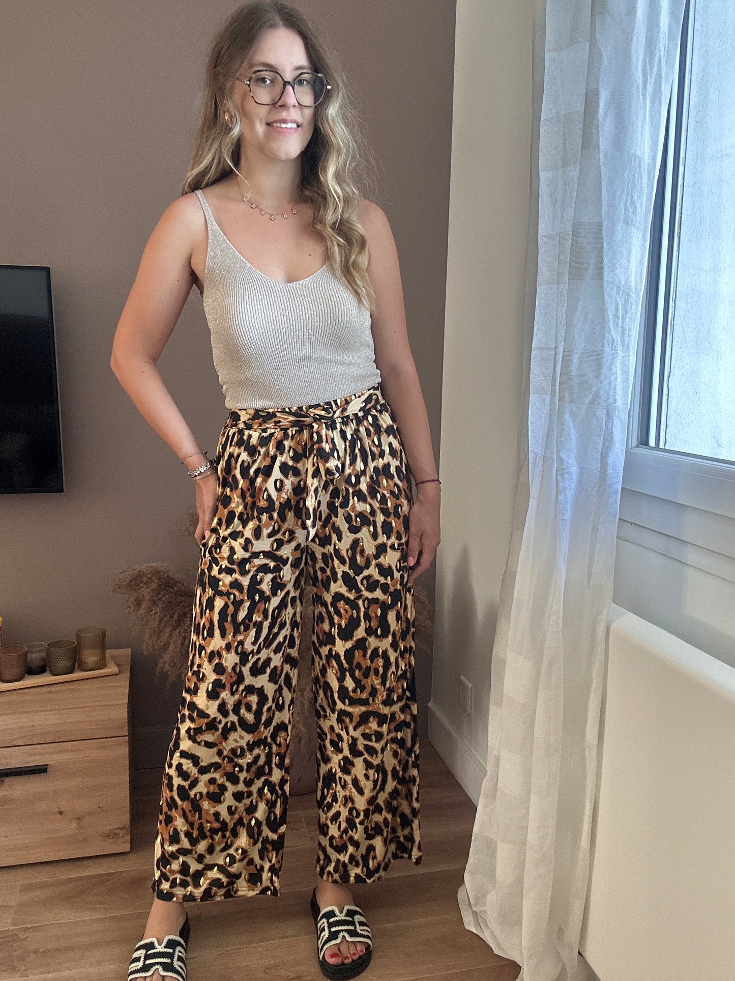 Pantalon fluide léopard