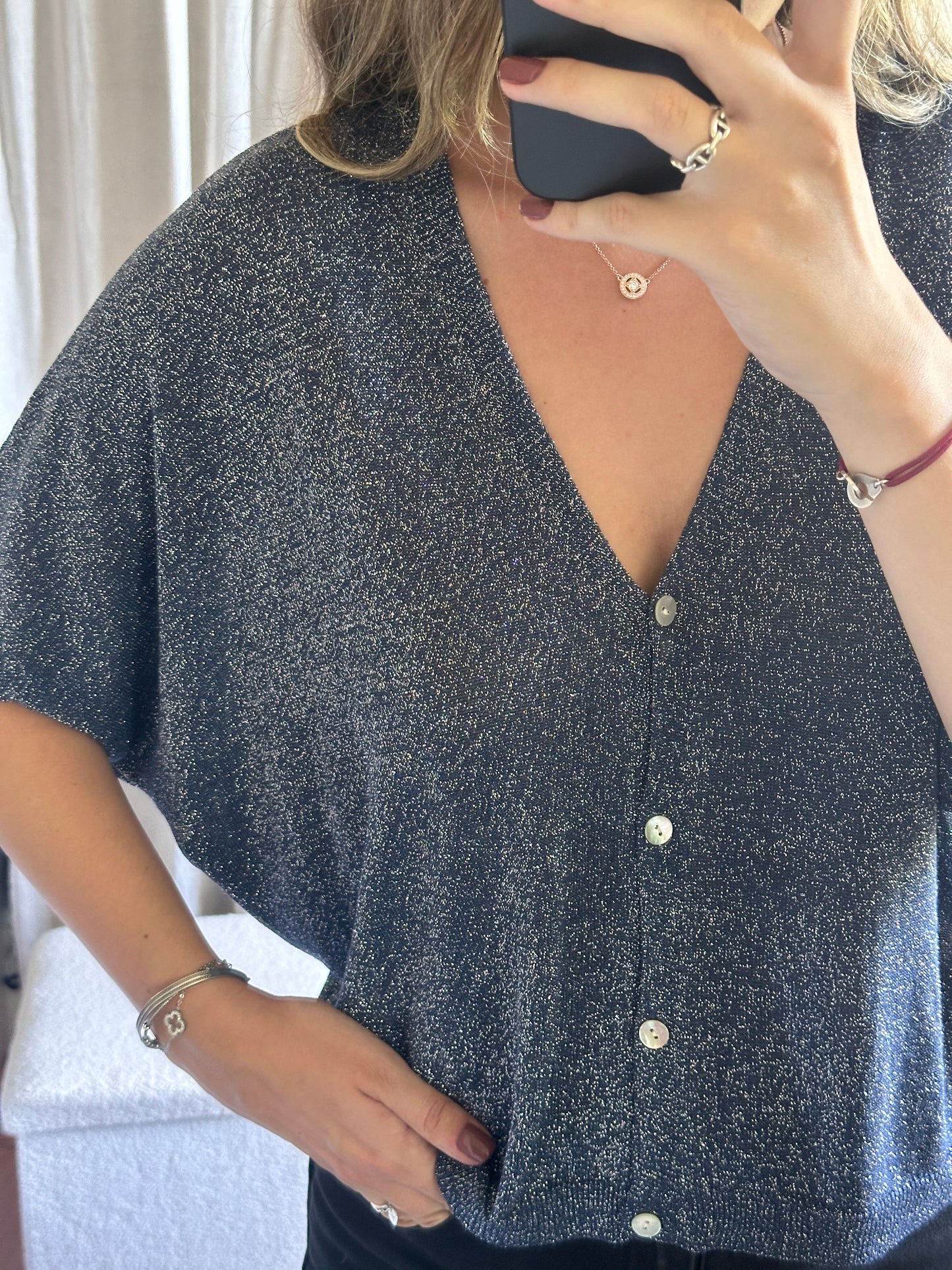 Gilet bleu marine à paillettes