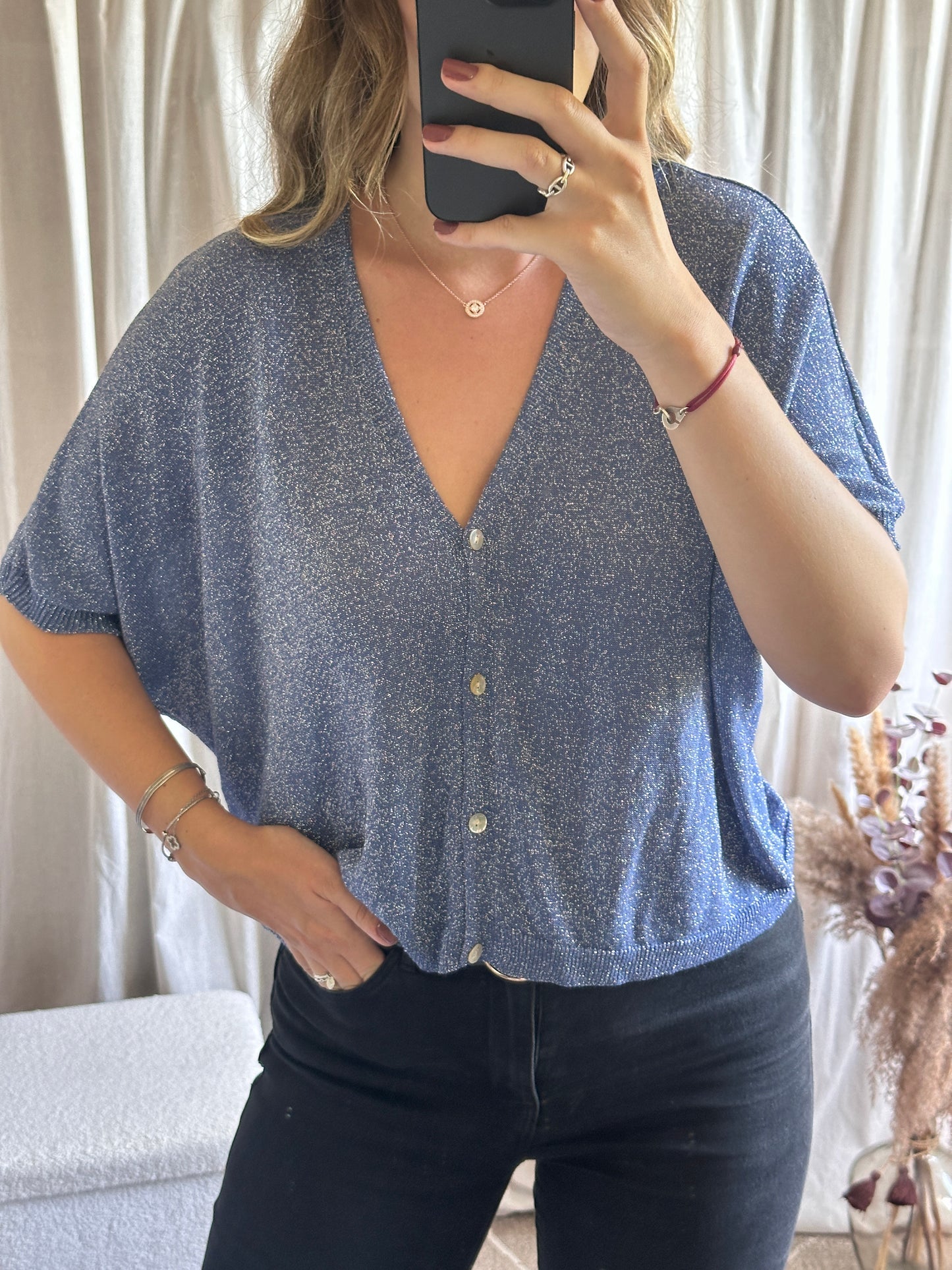 Gilet bleu à paillettes