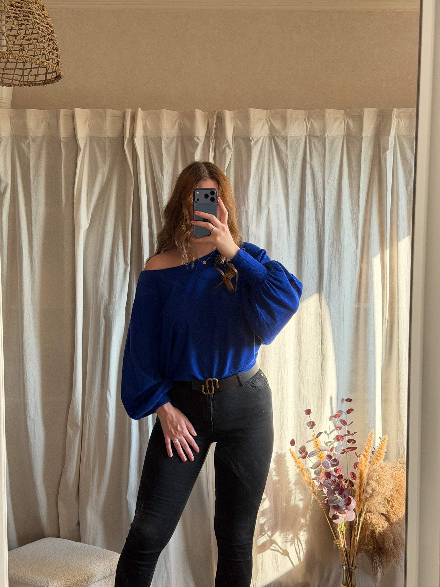 Top épaule dénudé bleu