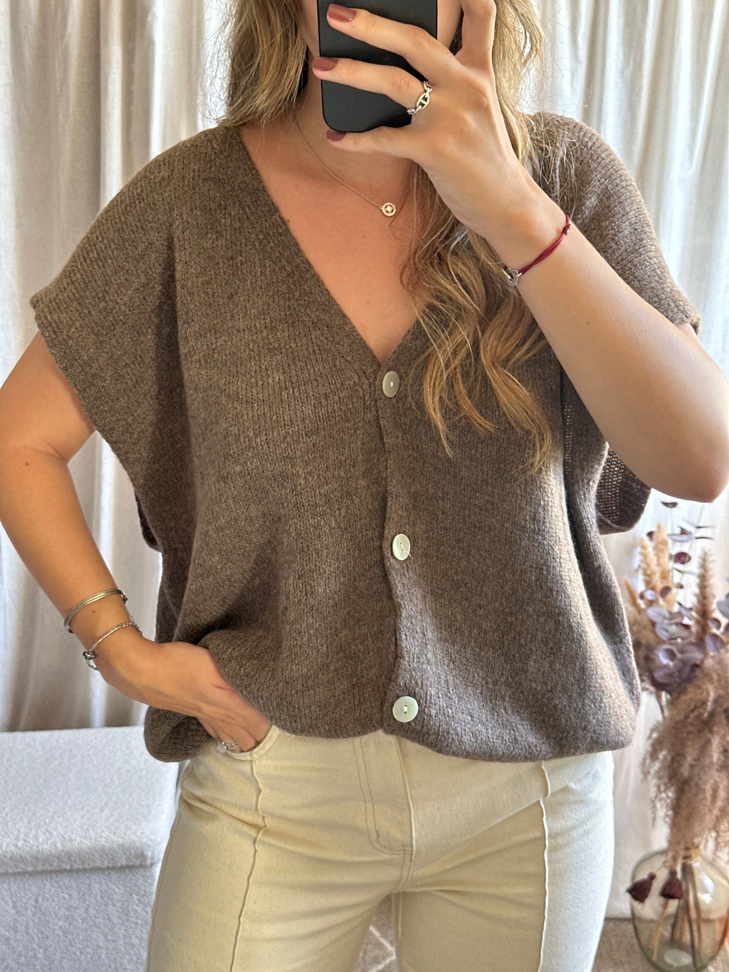 Gilet sans manches taupe