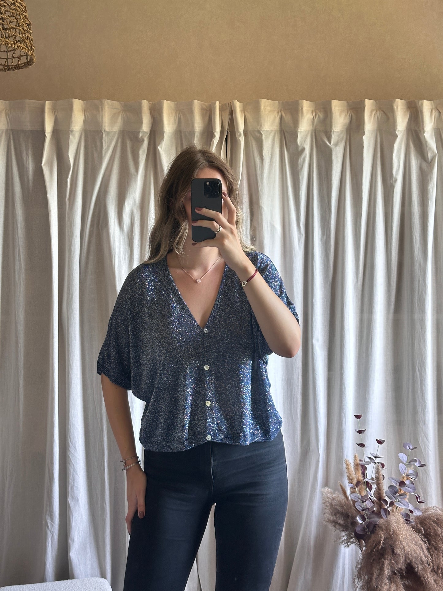 Gilet bleu marine à paillettes