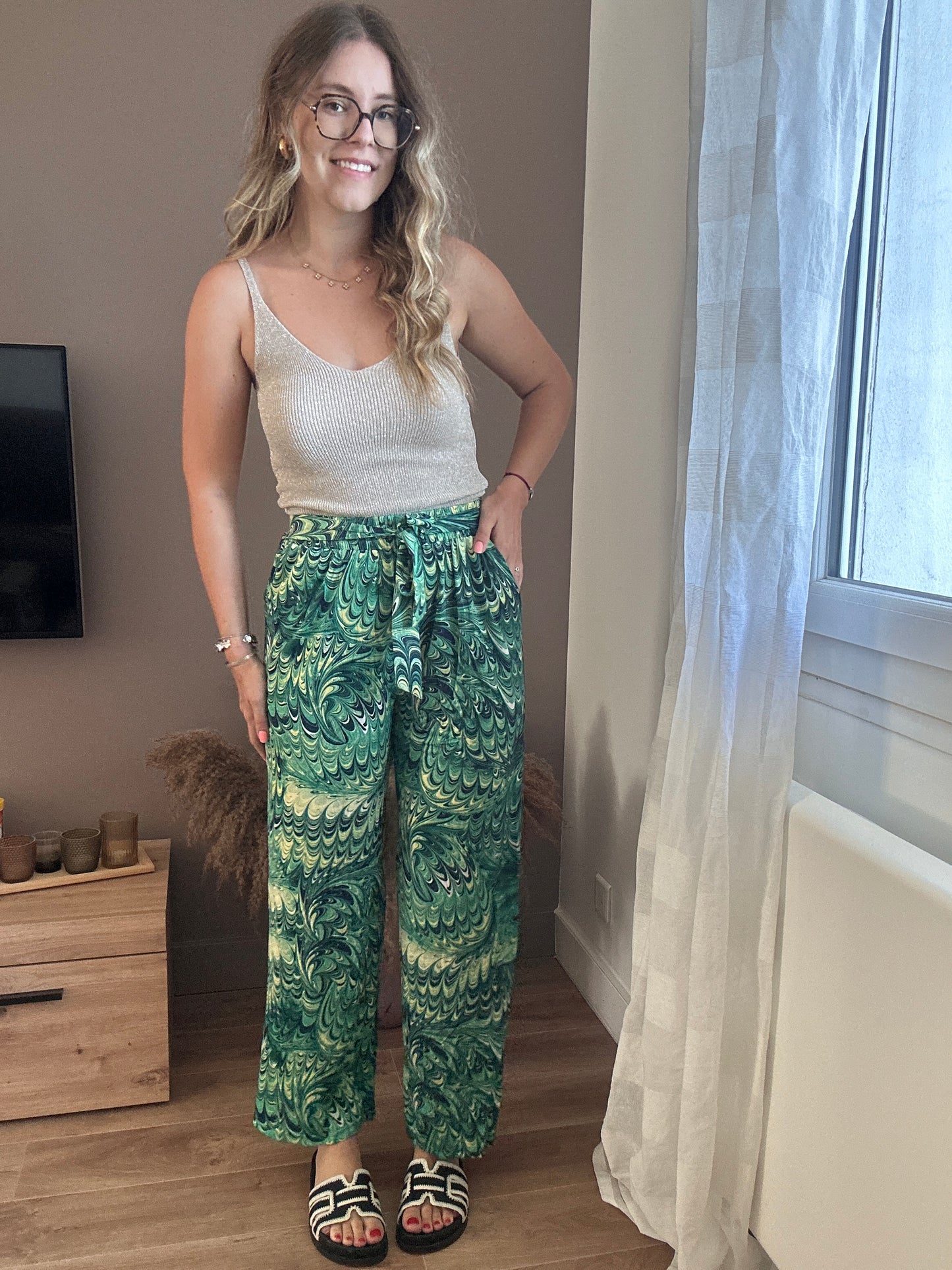 Pantalon fluide vert