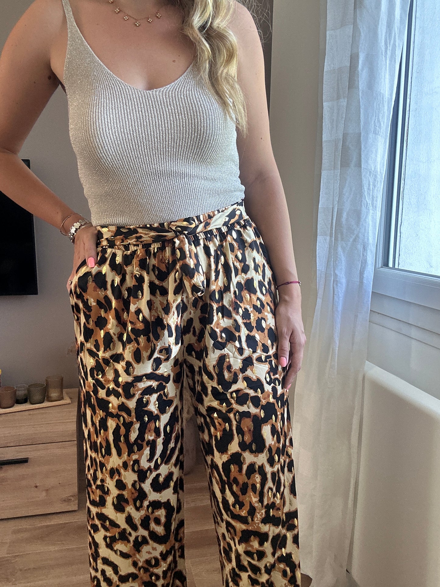 Pantalon fluide léopard