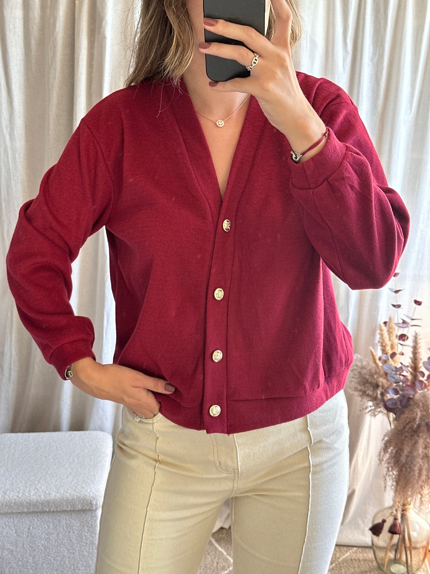 Gilet bordeaux à boutons