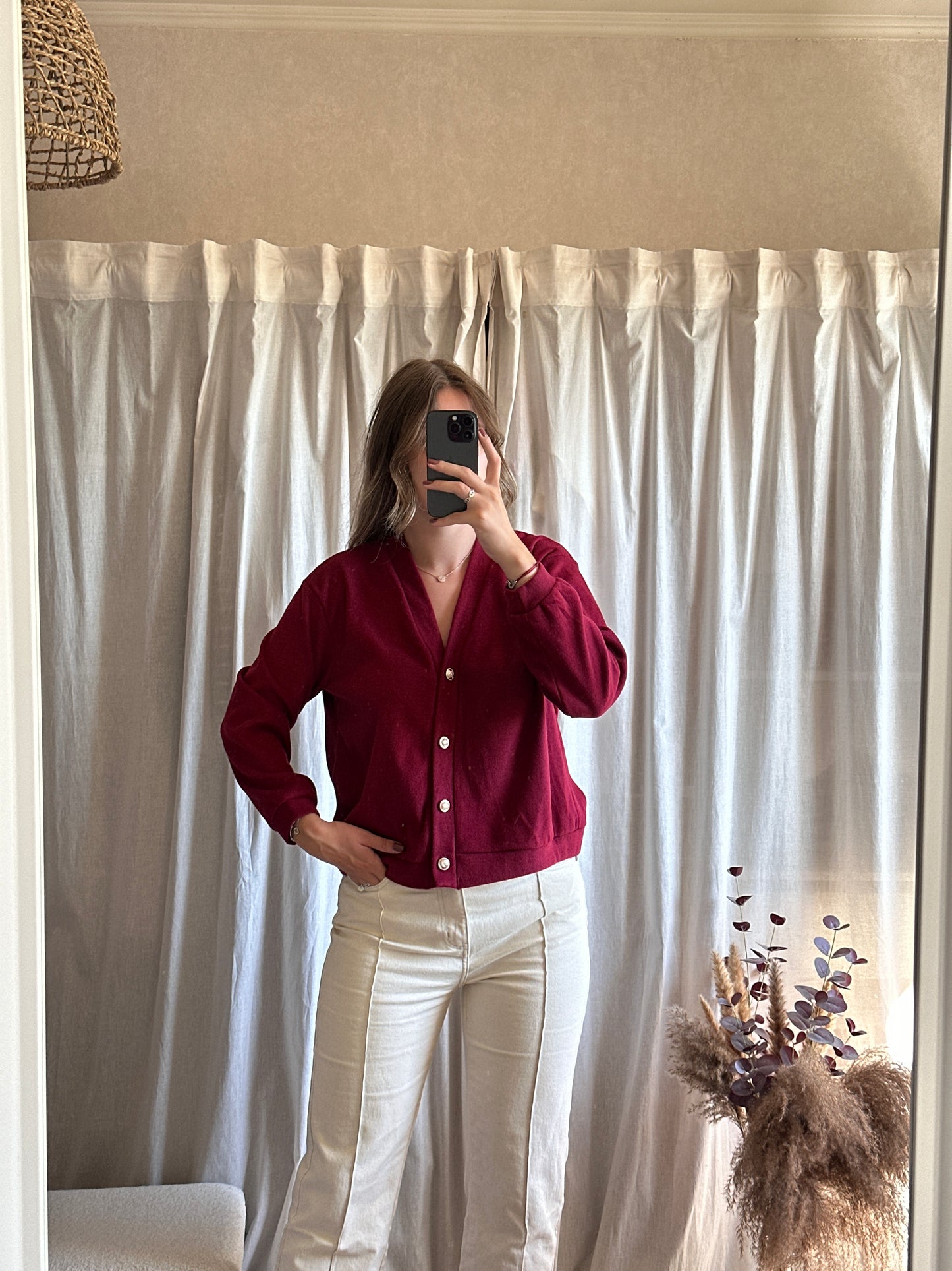 Gilet bordeaux à boutons
