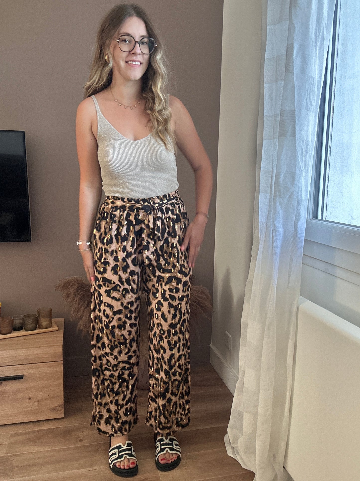 Pantalon fluide léopard