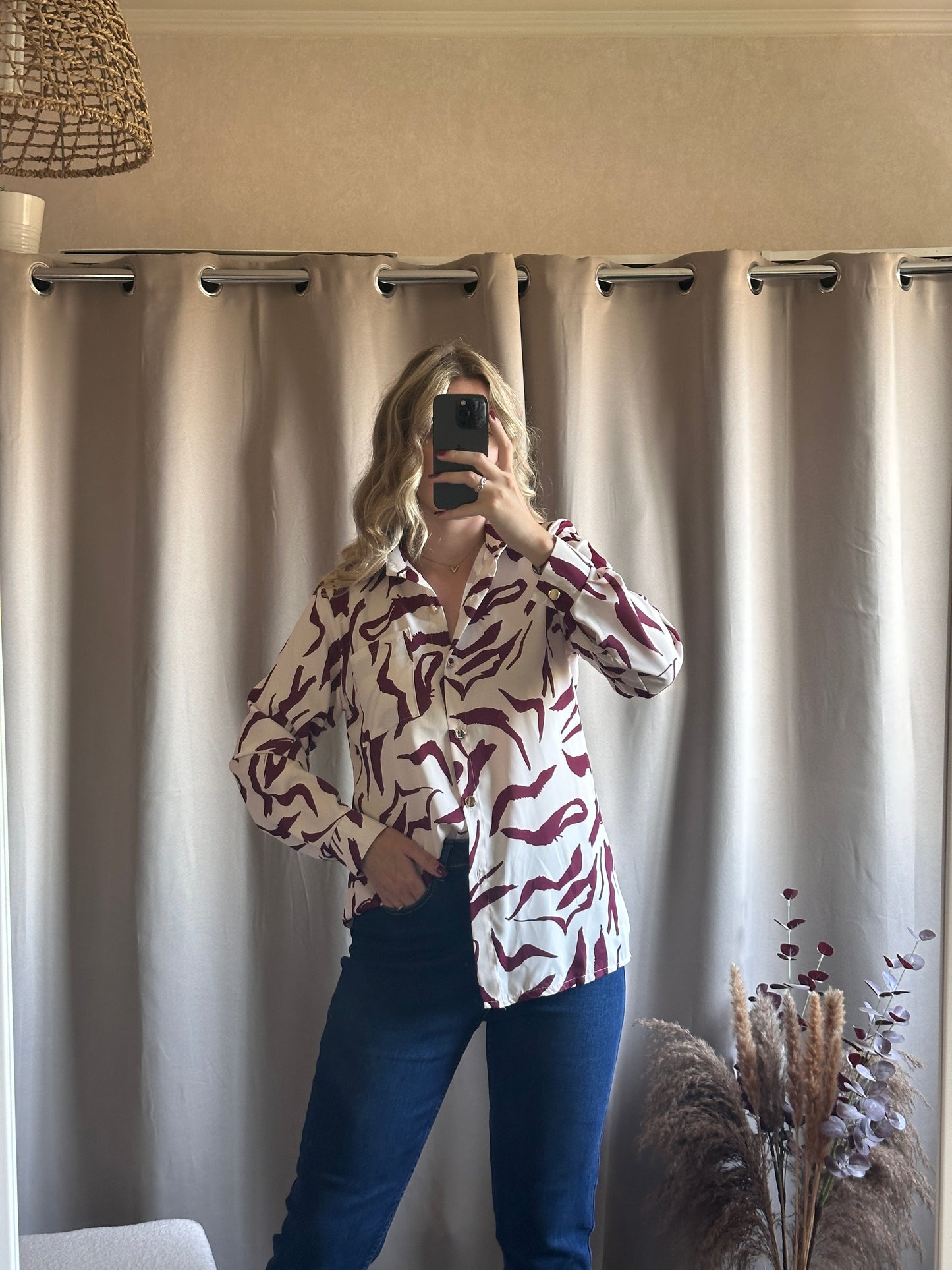 Chemise blanc motifs bordeaux 🇮🇹