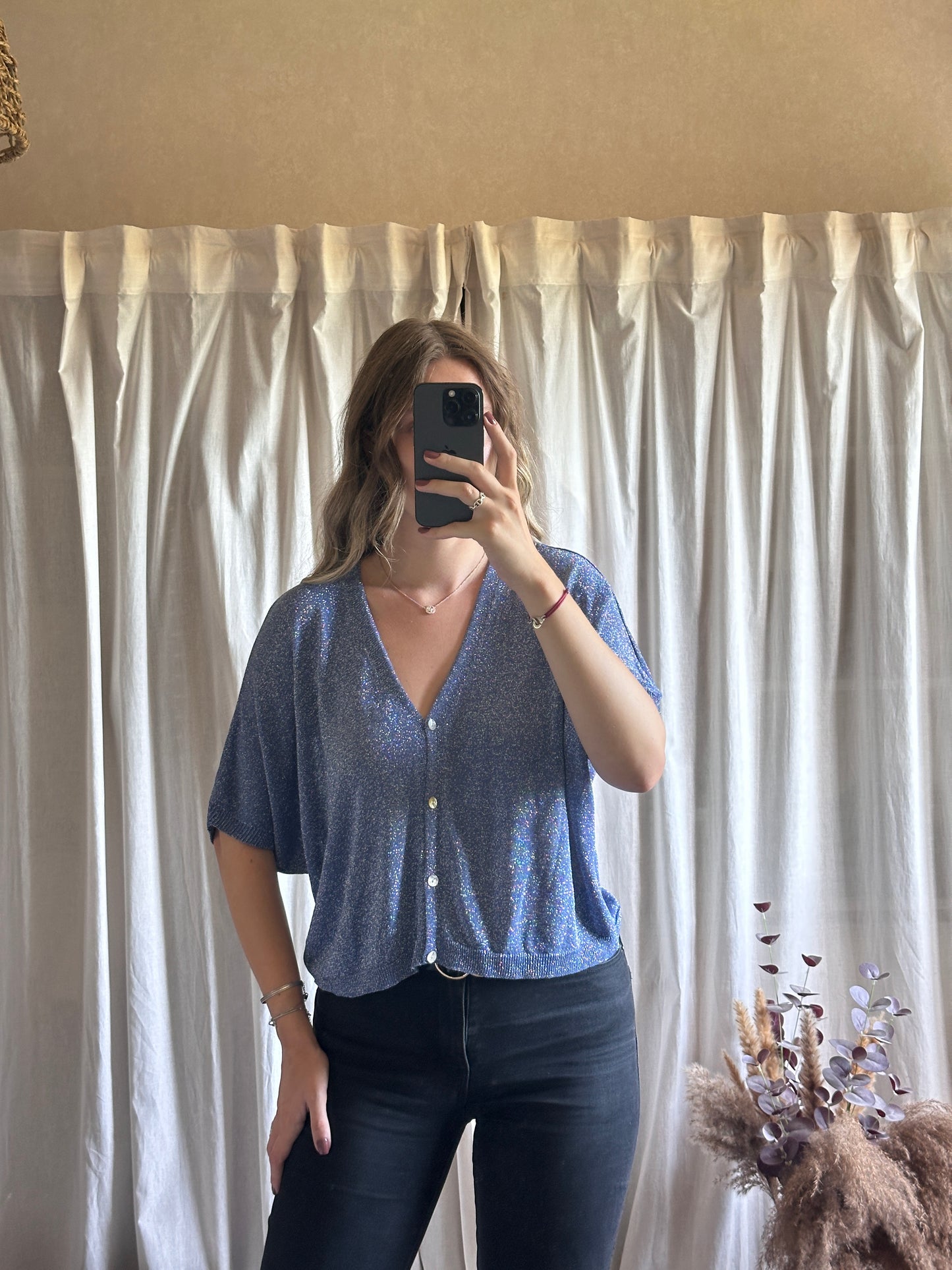 Gilet bleu à paillettes