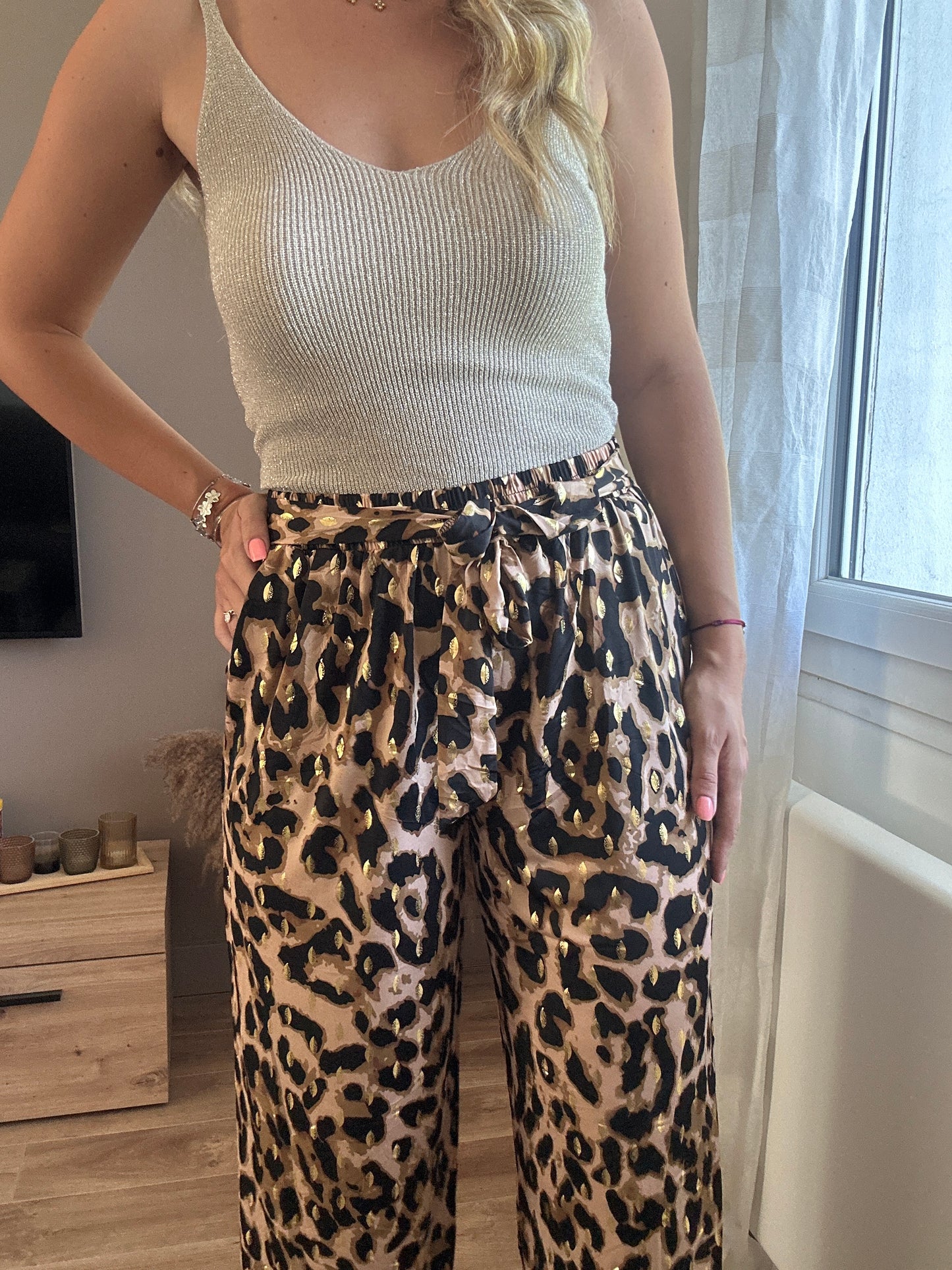 Pantalon fluide léopard