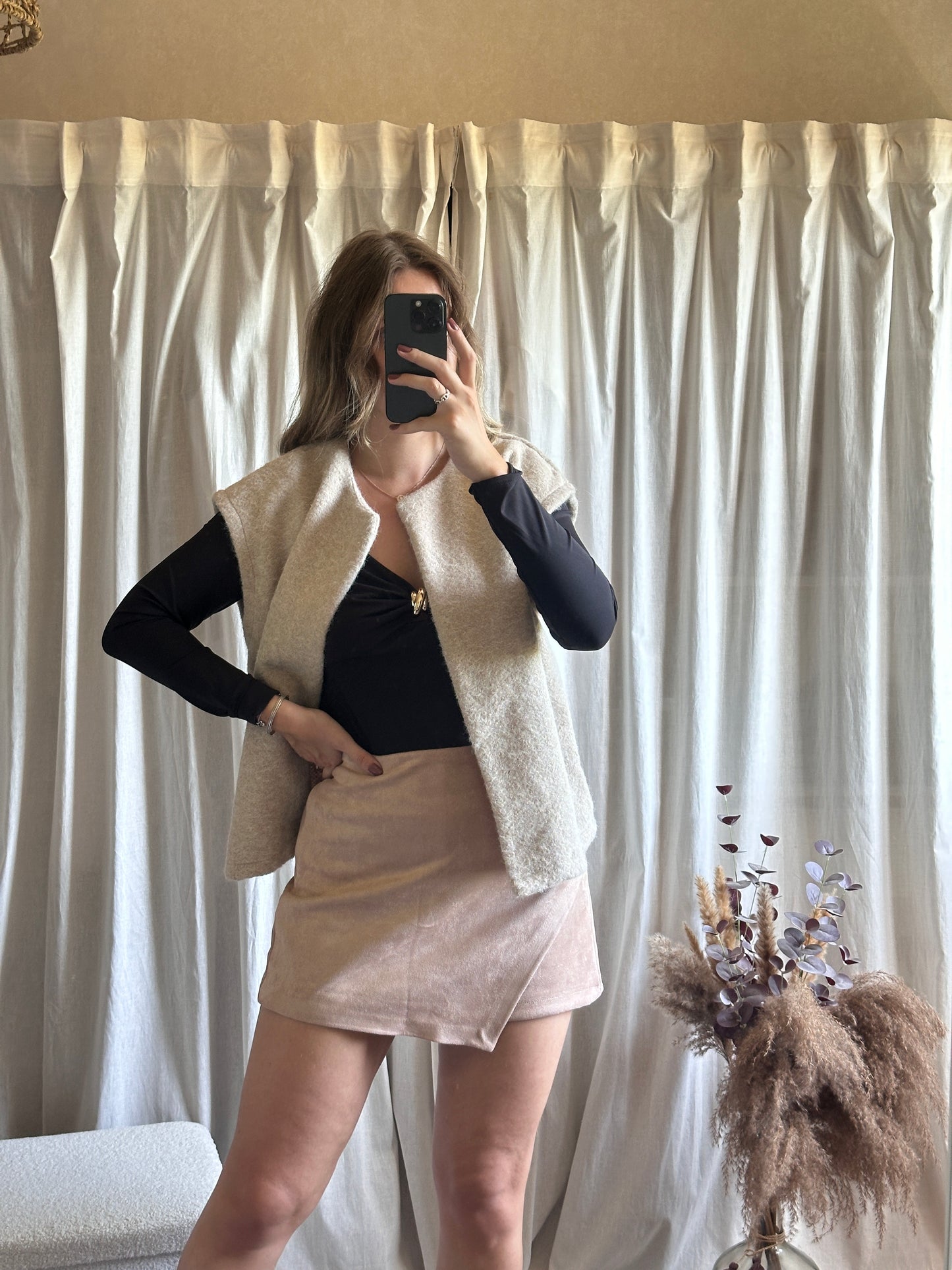 Veste sans manches beige