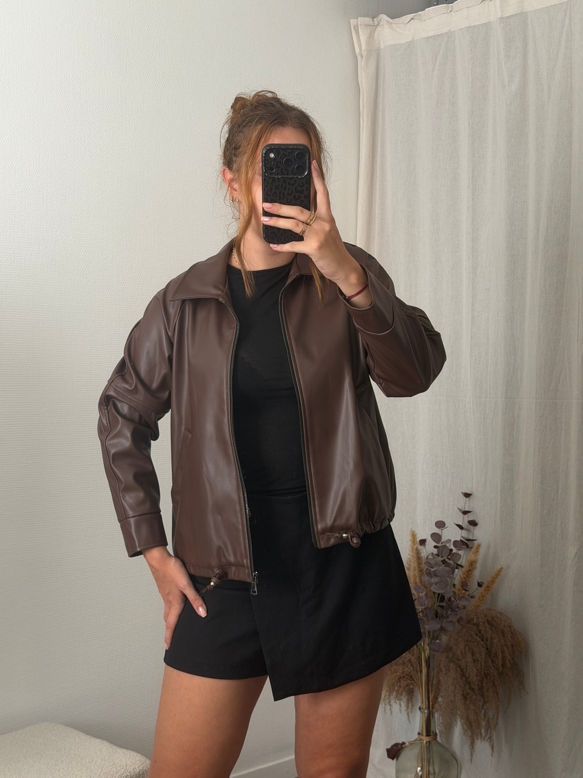Veste similicuir chocolat
