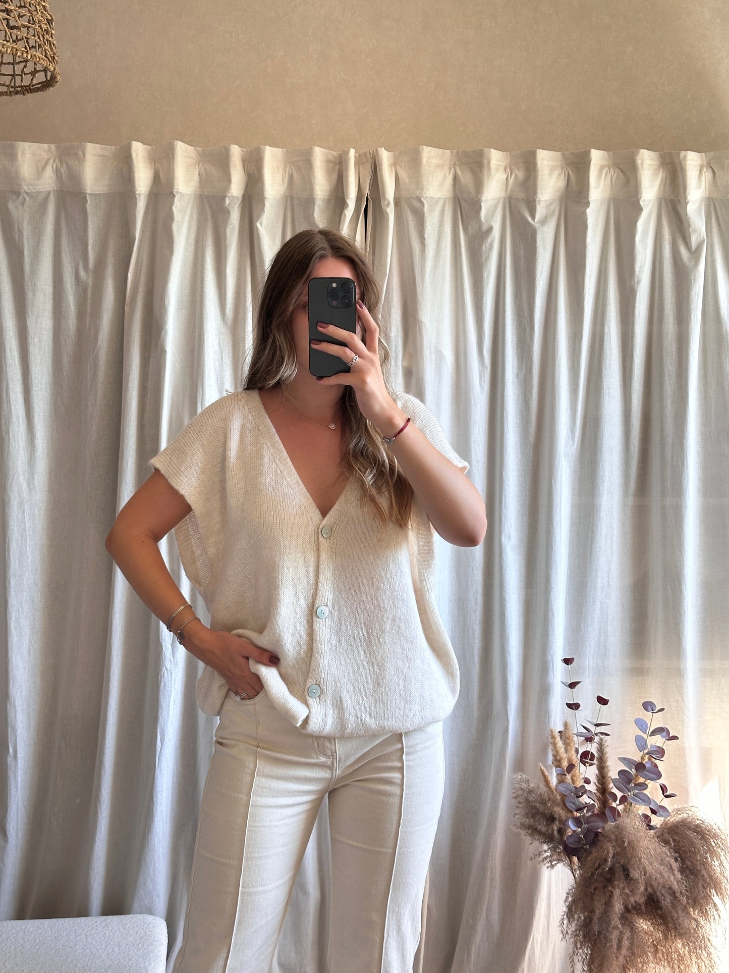 Gilet sans manches beige