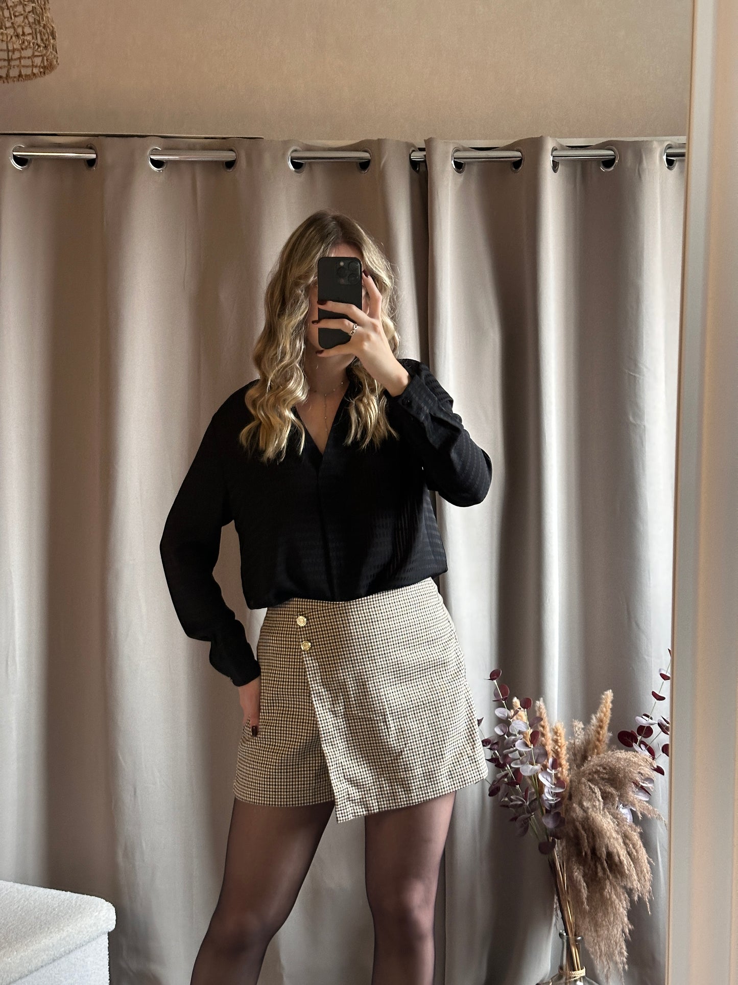 Jupe short motif vichy