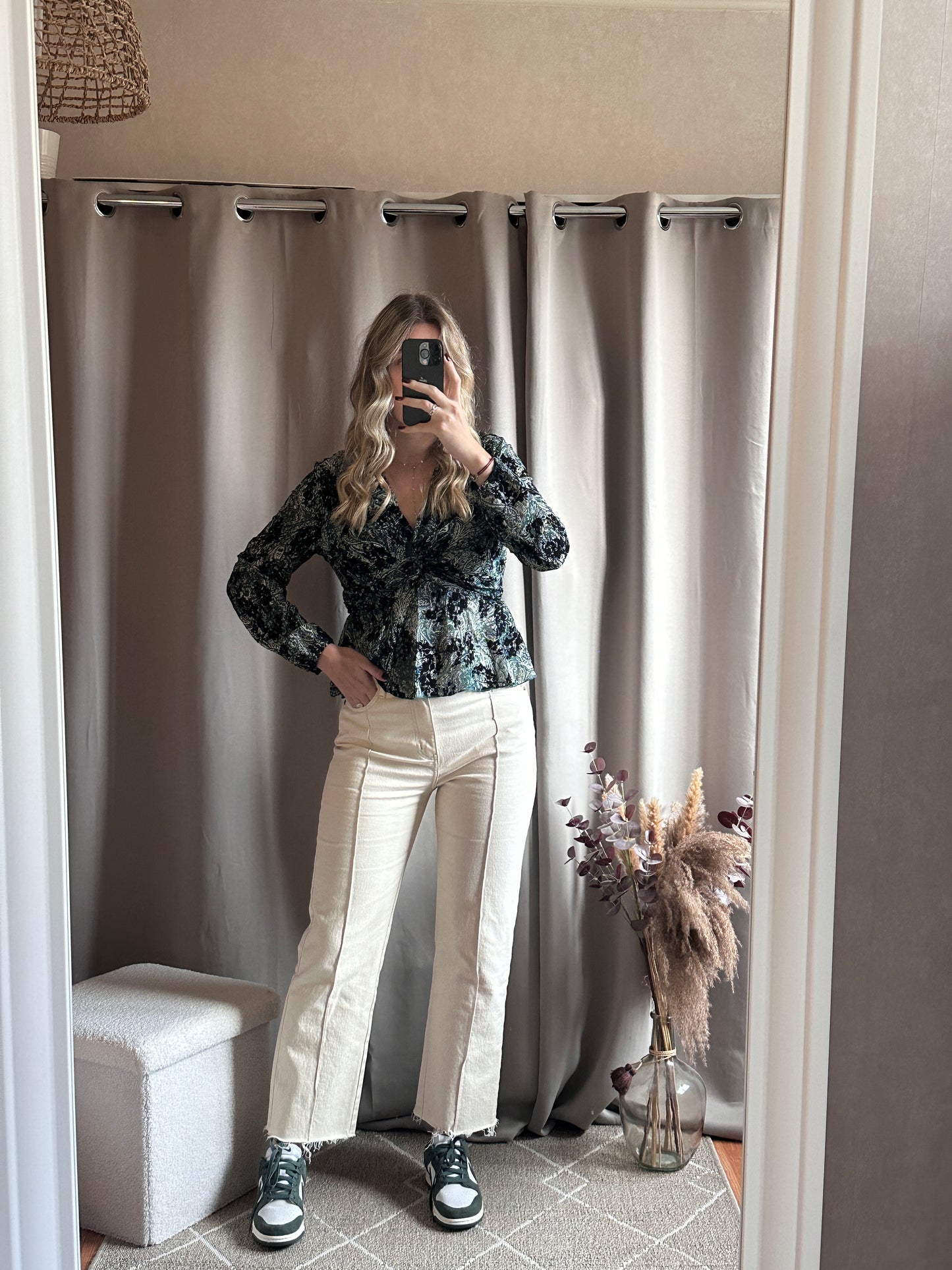 Blouse verte et noir