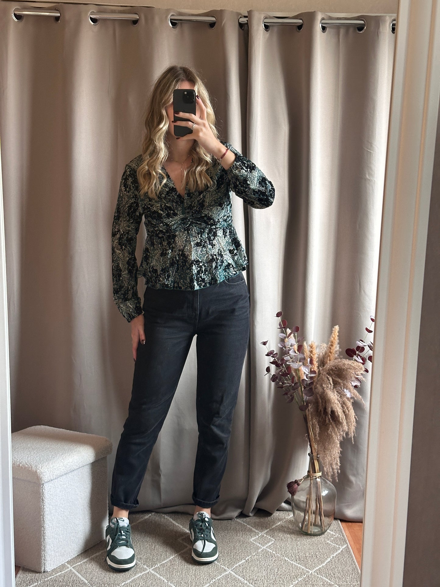 Blouse verte et noir