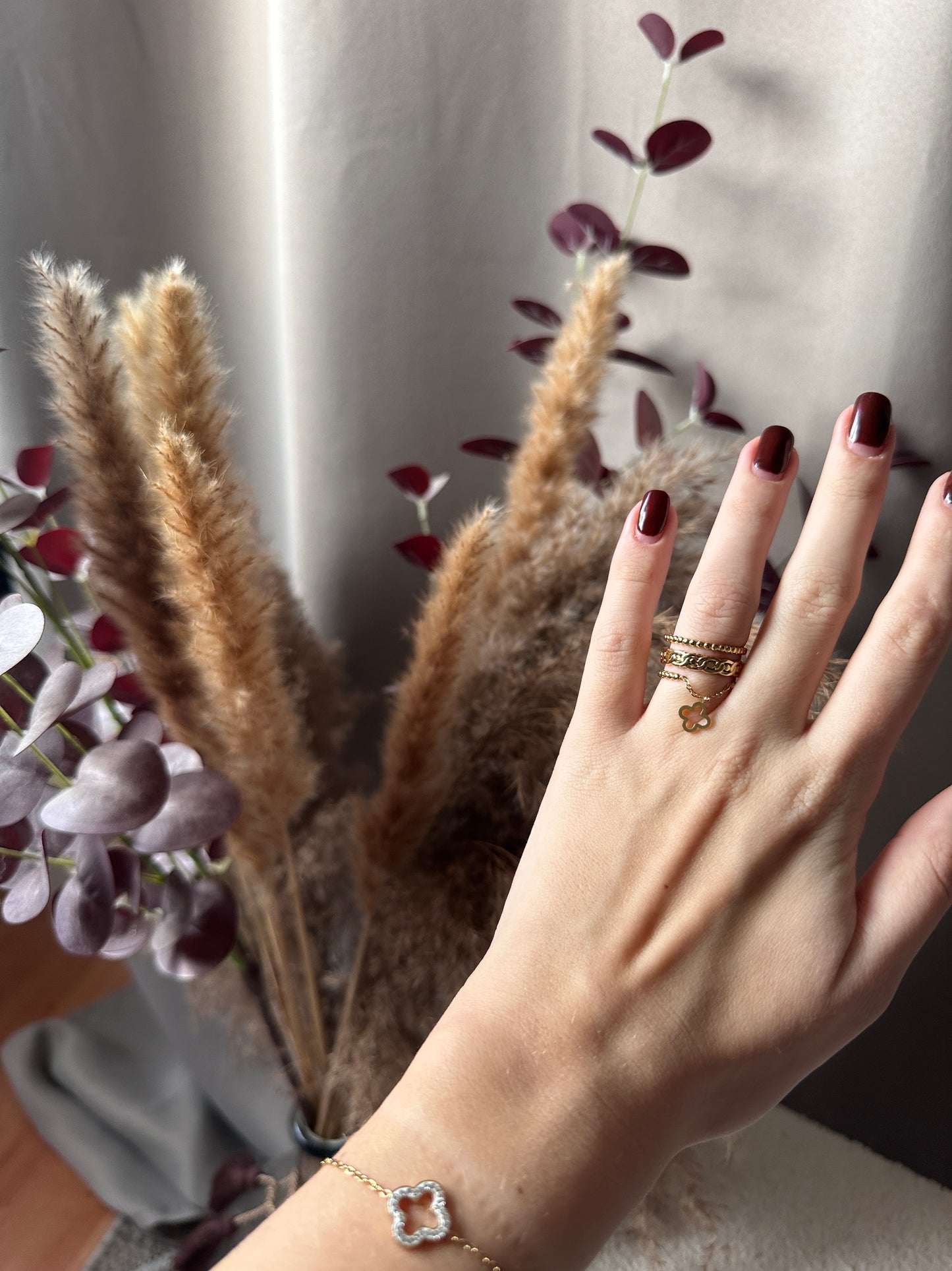 Bague dorée trèfle