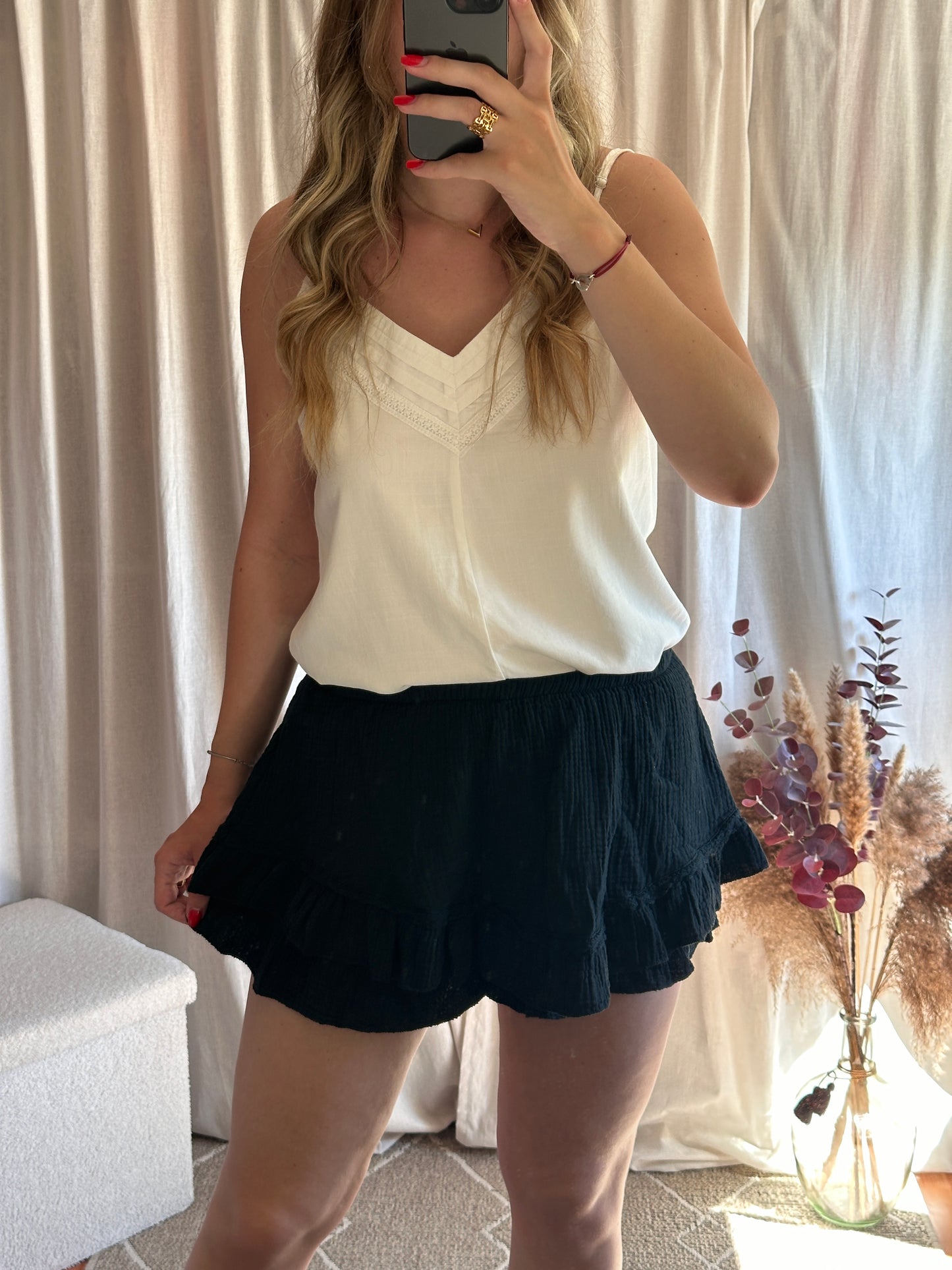 Jupe short noir 100% coton
