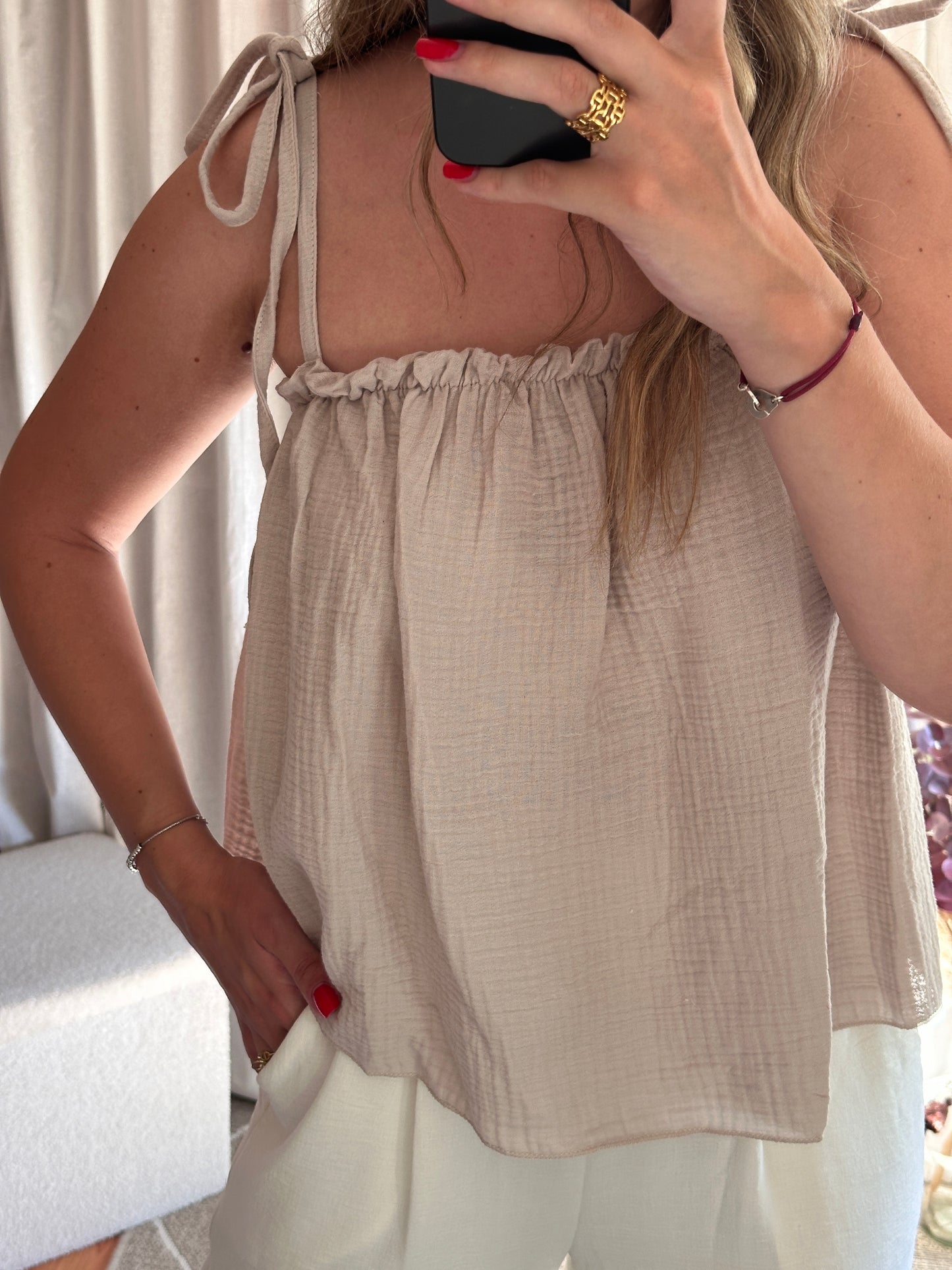 Top beige 100% coton