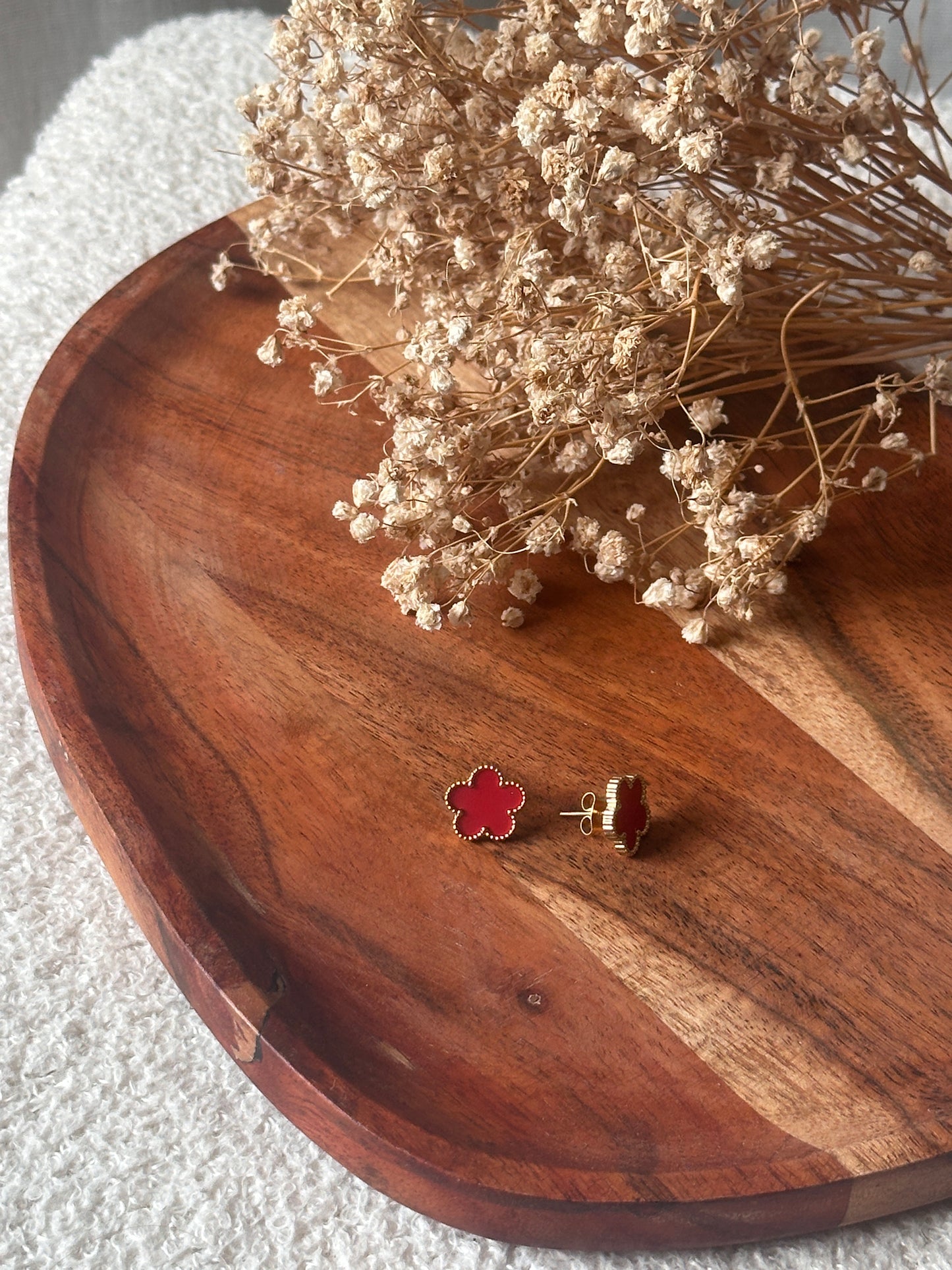 Boucles d'oreilles fleurs rouge