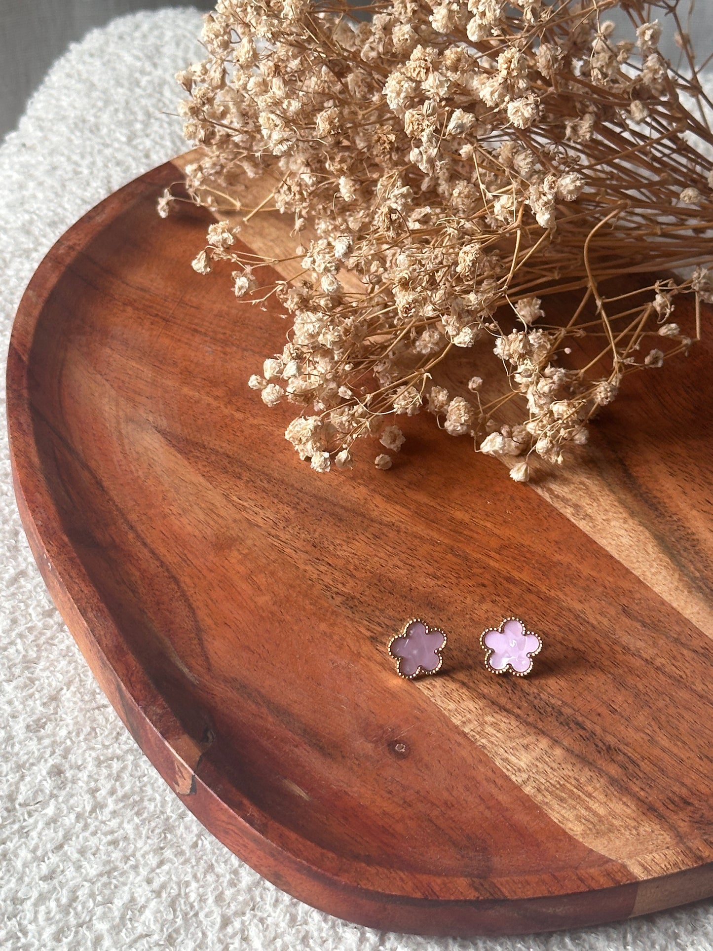 Boucles d'oreilles fleurs rose pale