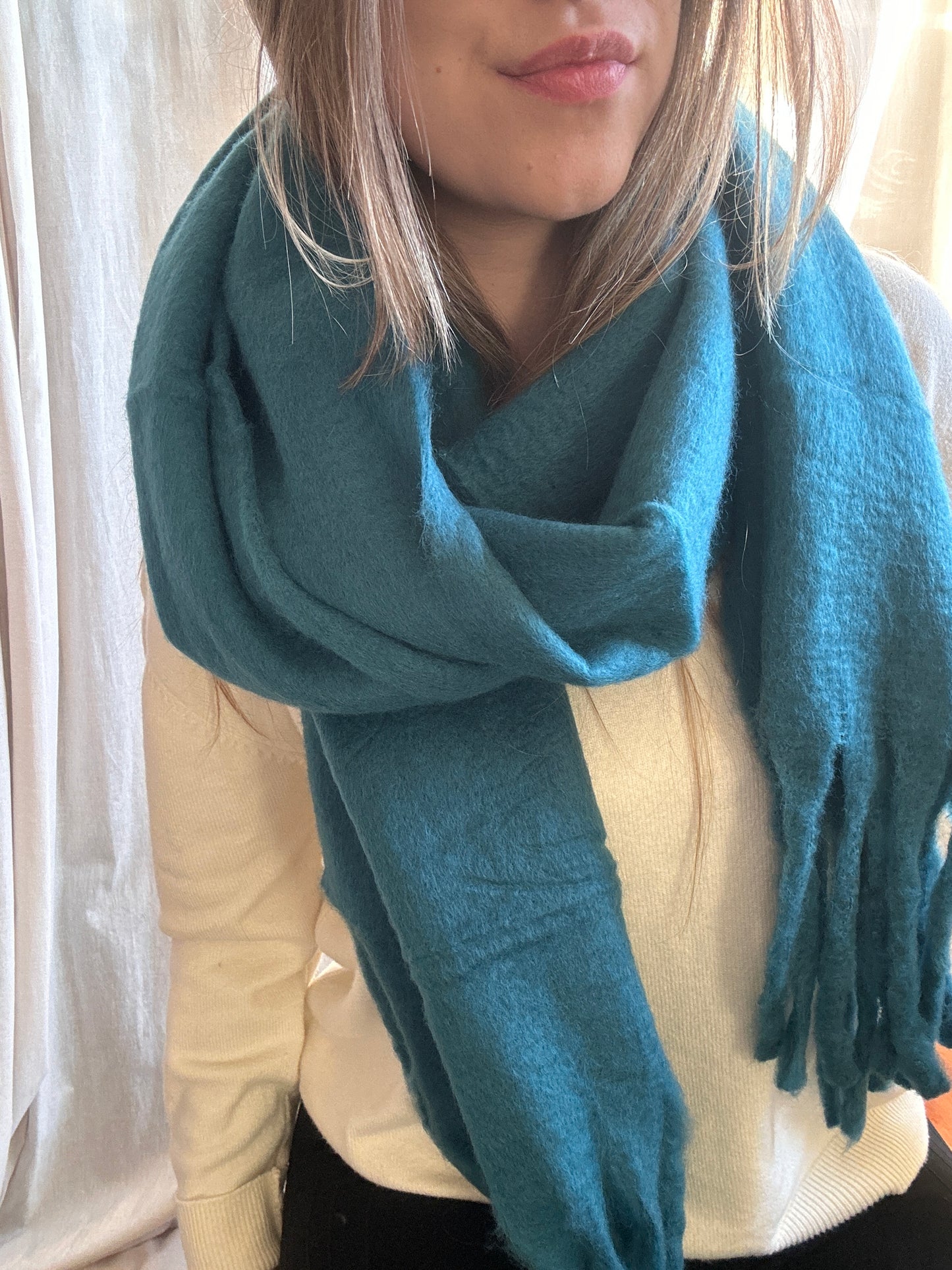 Echarpe douce bleu canard