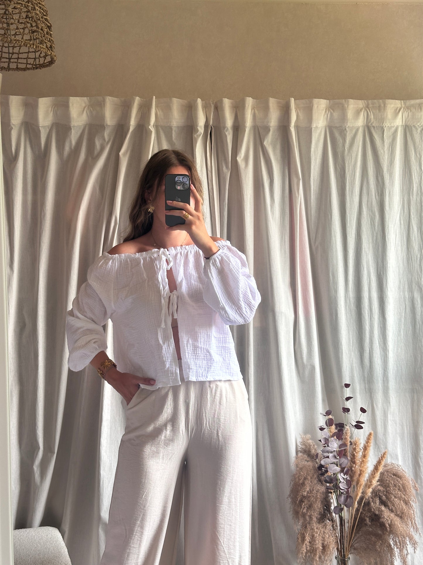 Top col bardot blanc 100% coton