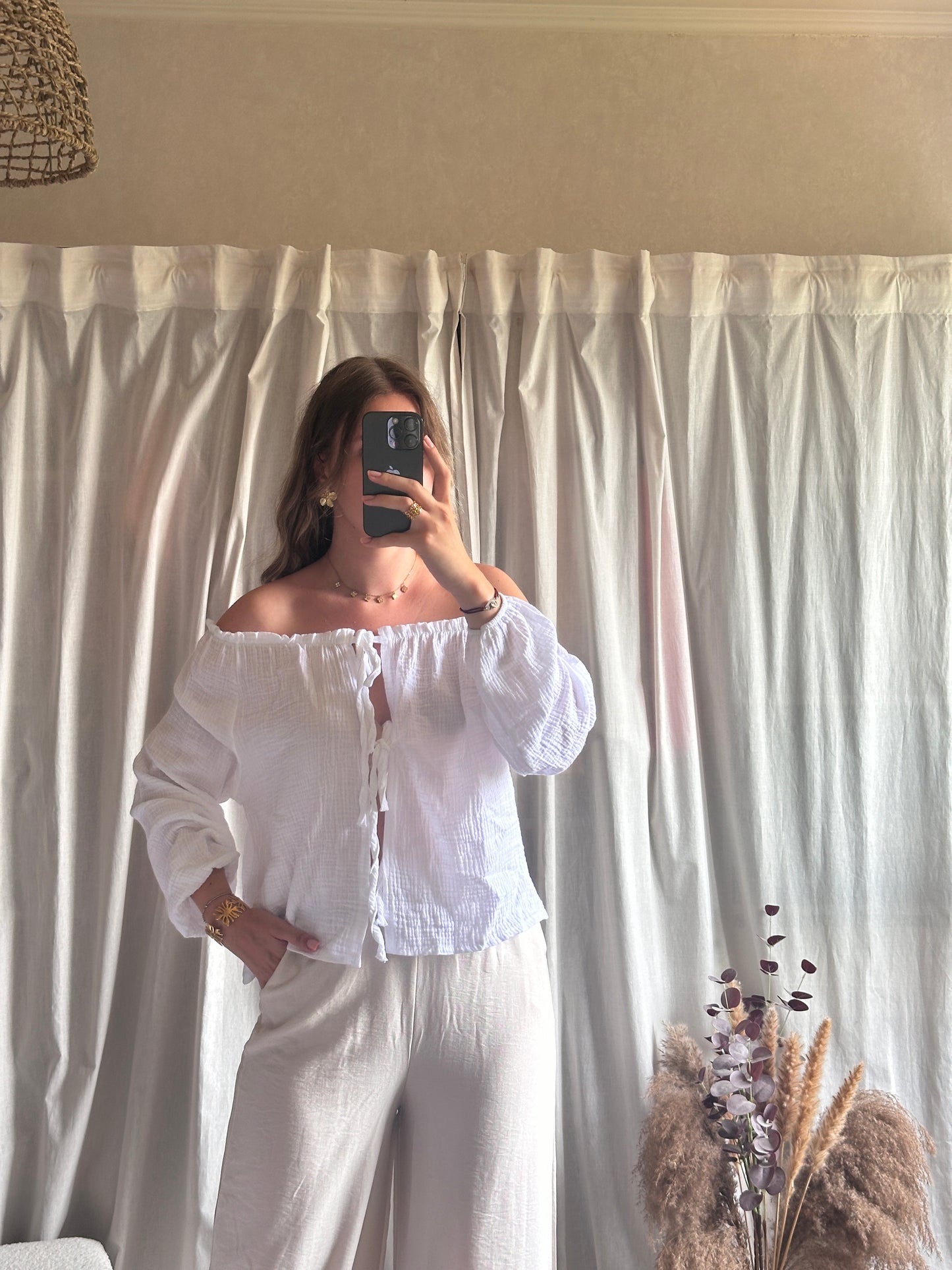 Top col bardot blanc 100% coton