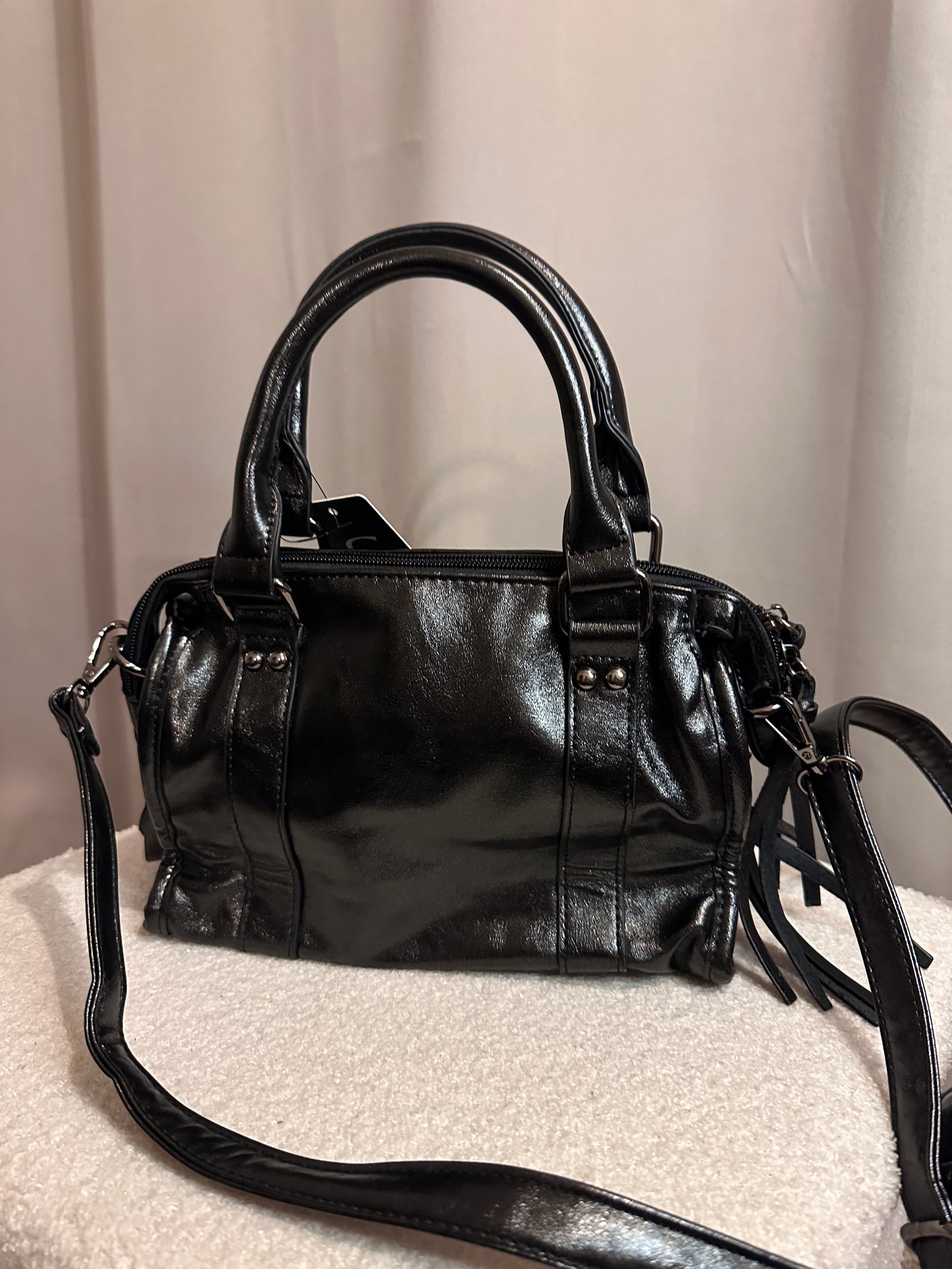 Sac à main noir métallisé
