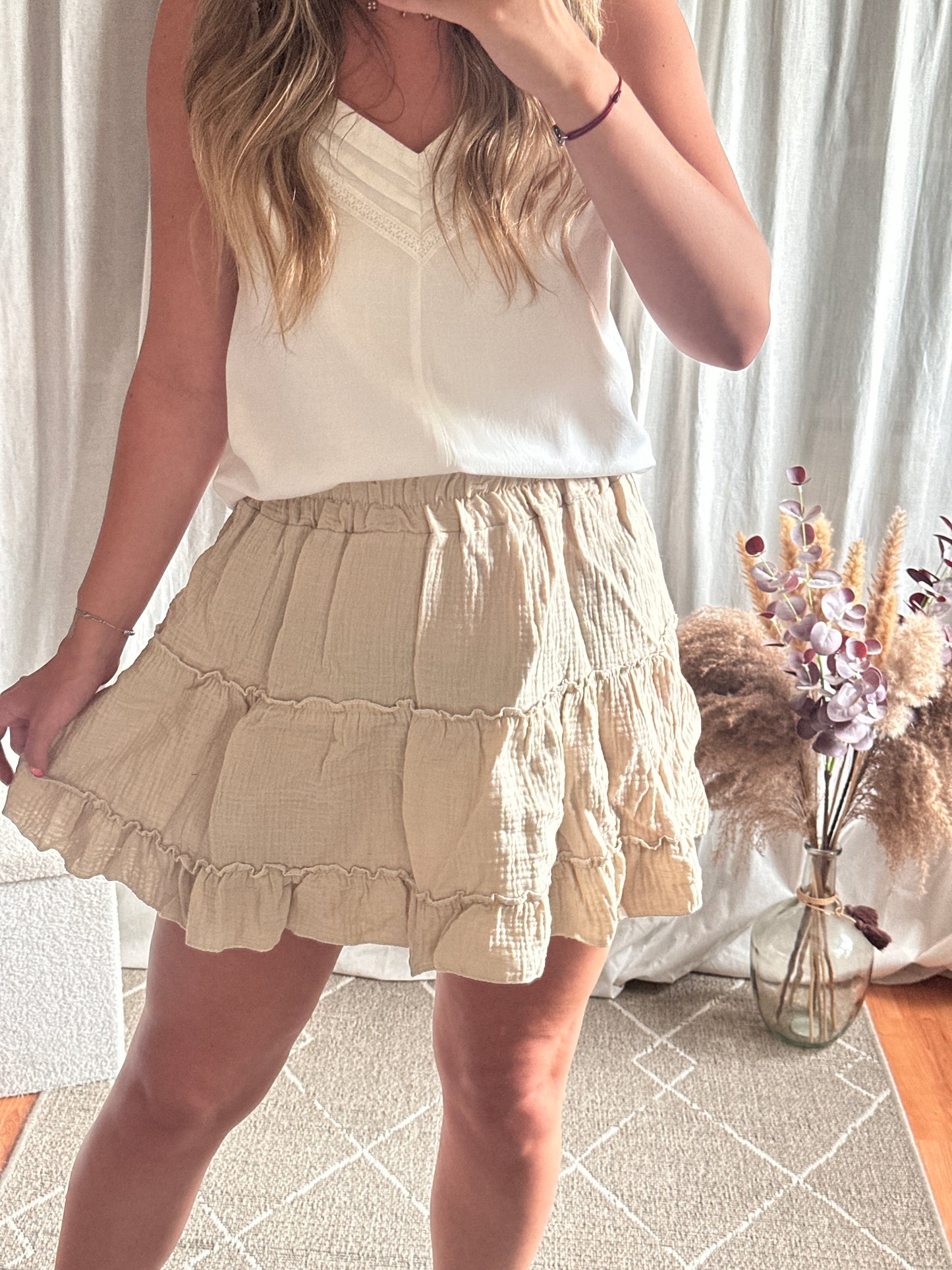 Jupe gaze de coton beige 🇮🇹