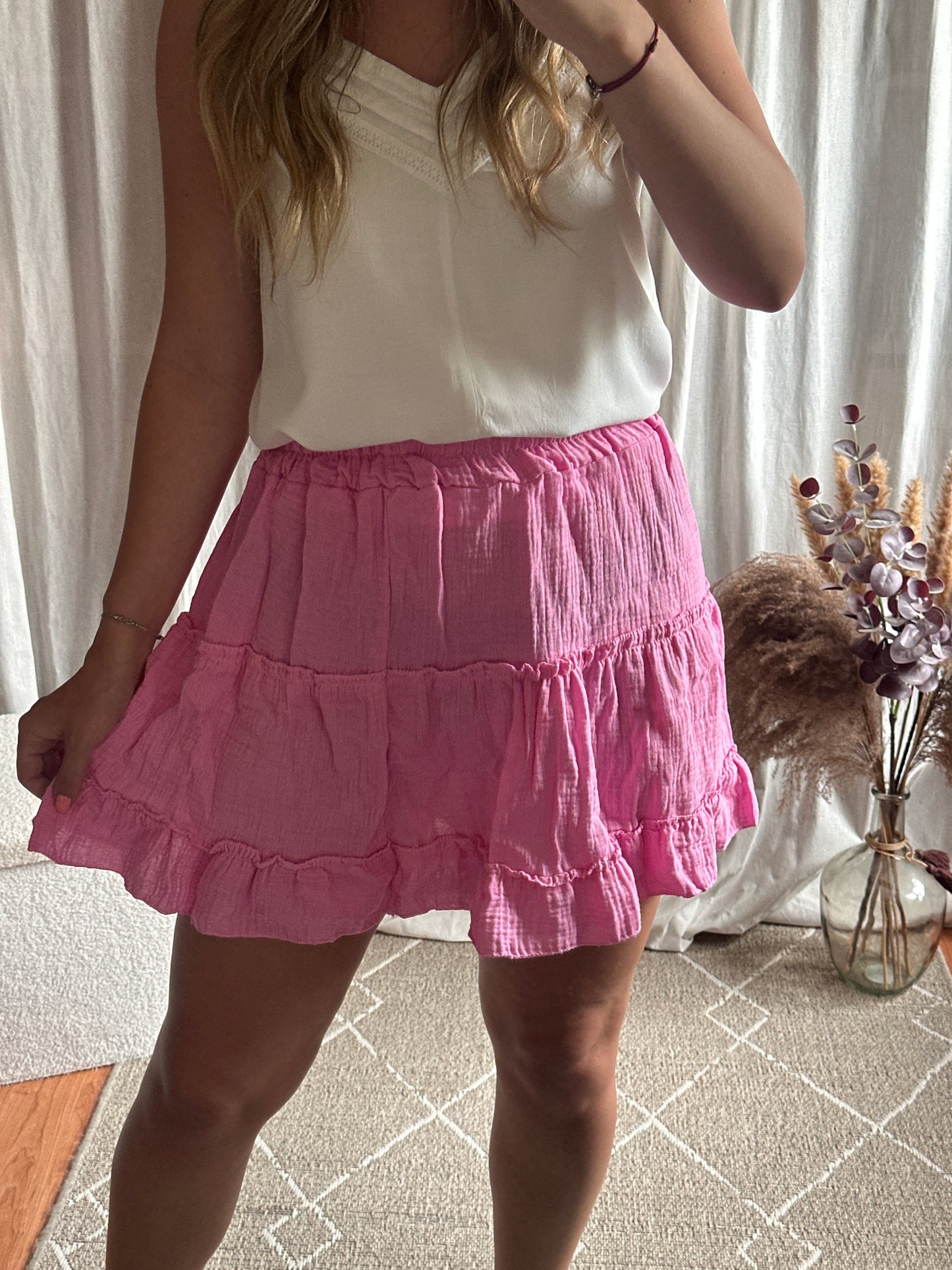 Jupe gaze de coton rose 🇮🇹