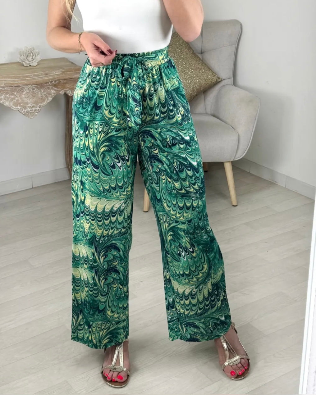 Pantalon fluide vert