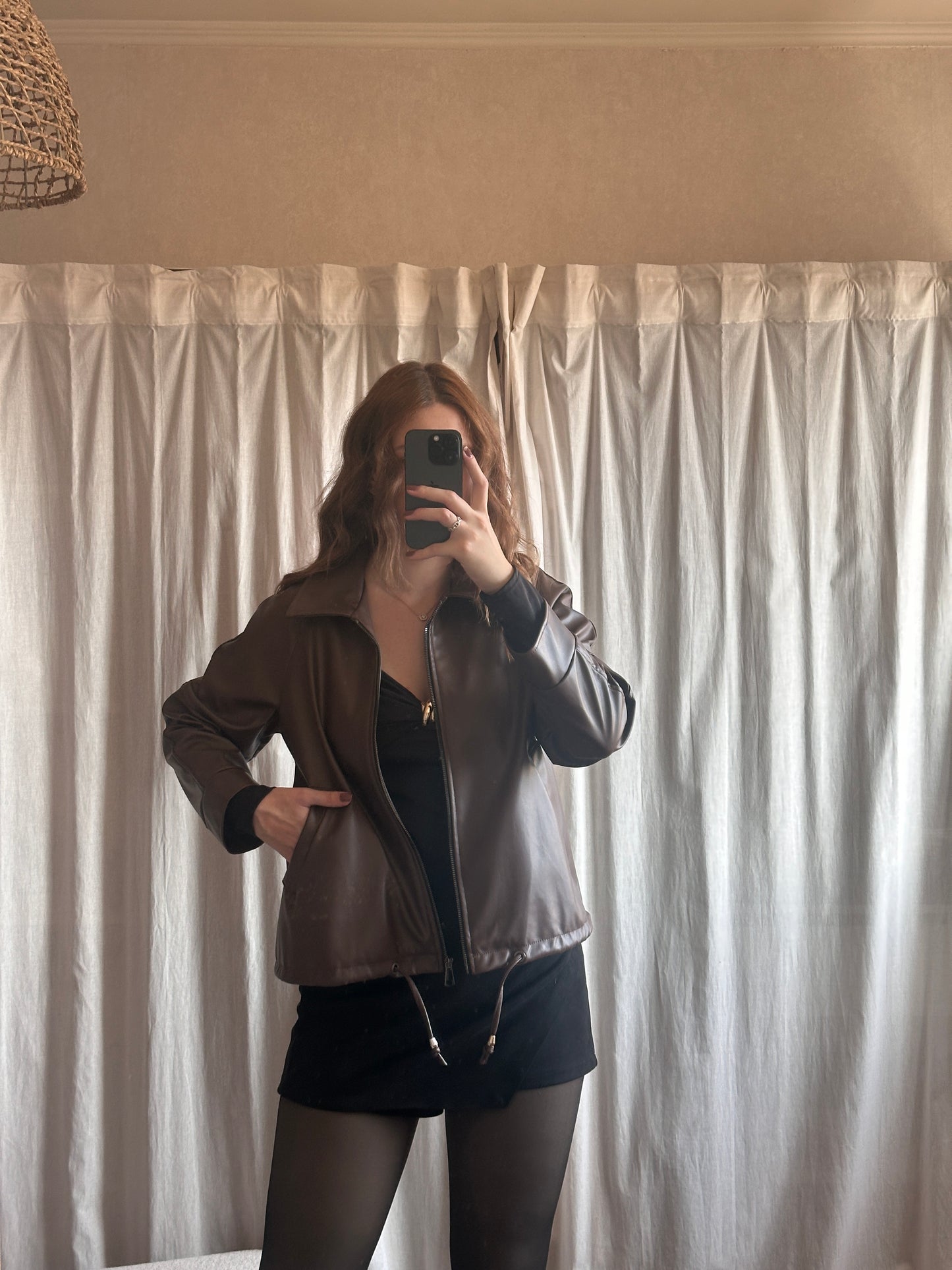 Veste similicuir chocolat