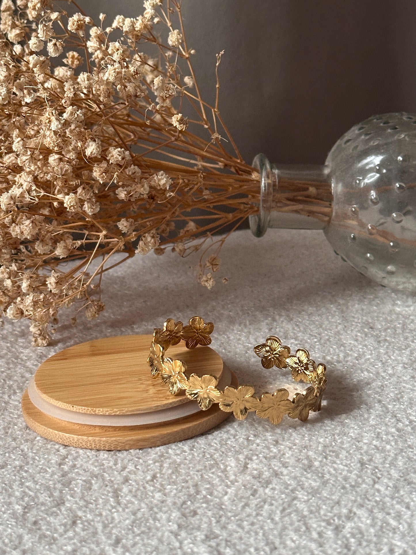 Bracelet fleurs doré