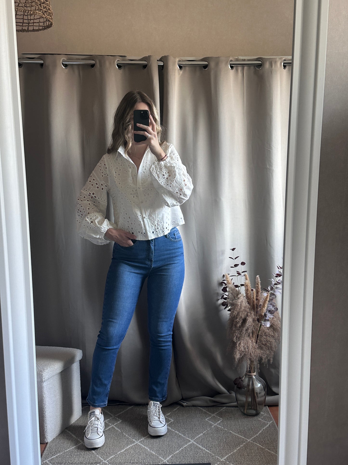 Chemisier blanc ajouré en coton
