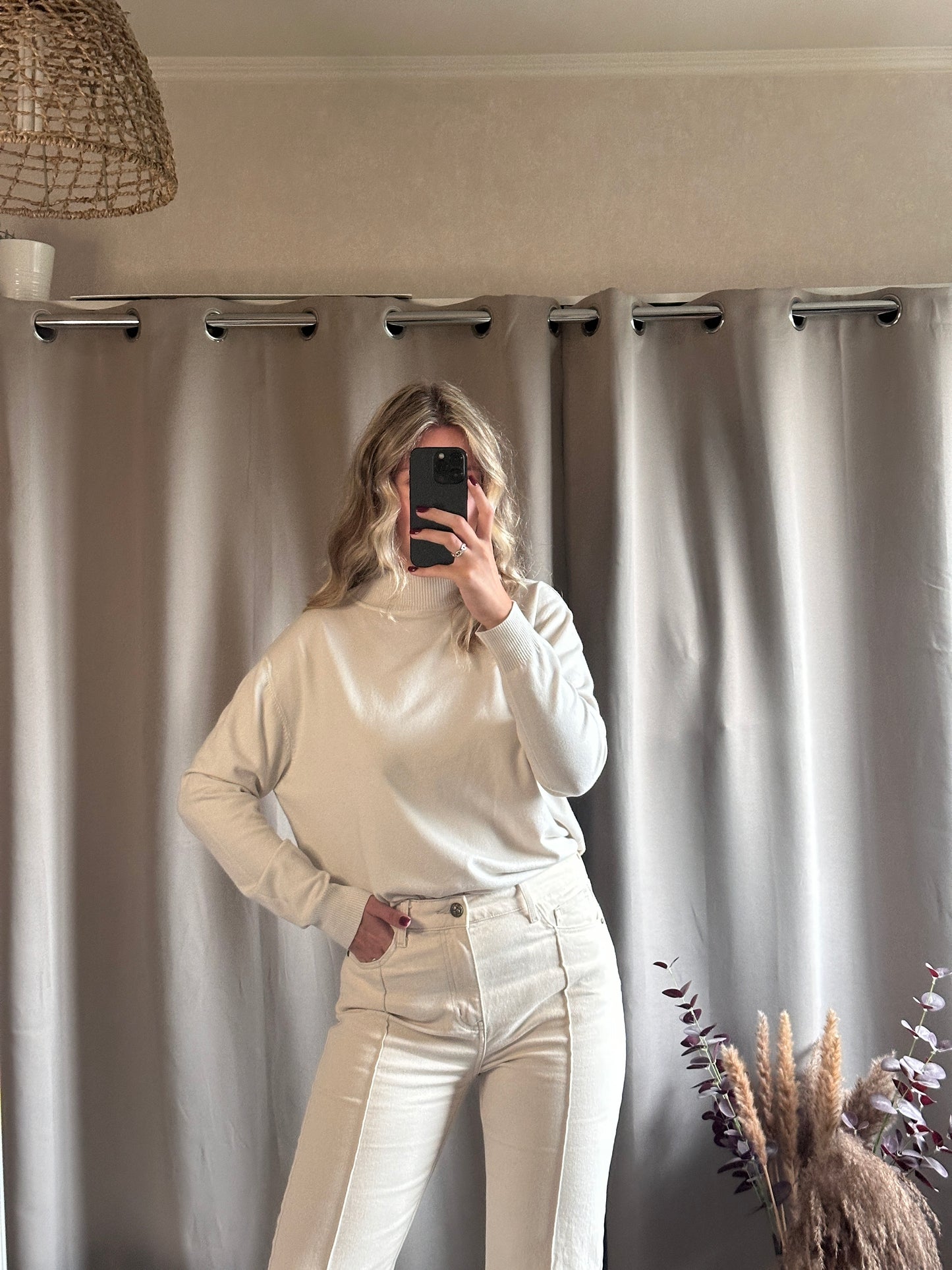 Pull col montant doux Ecru