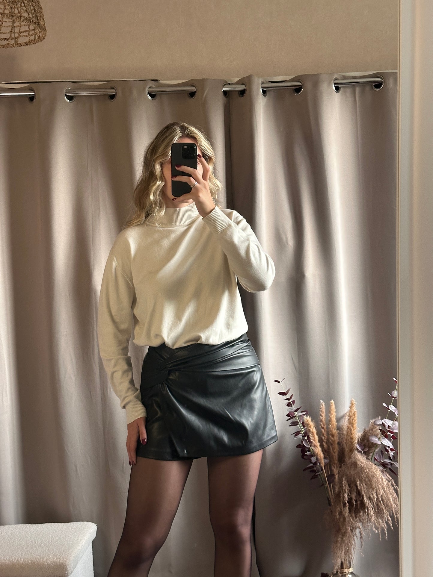 Pull col montant doux Ecru