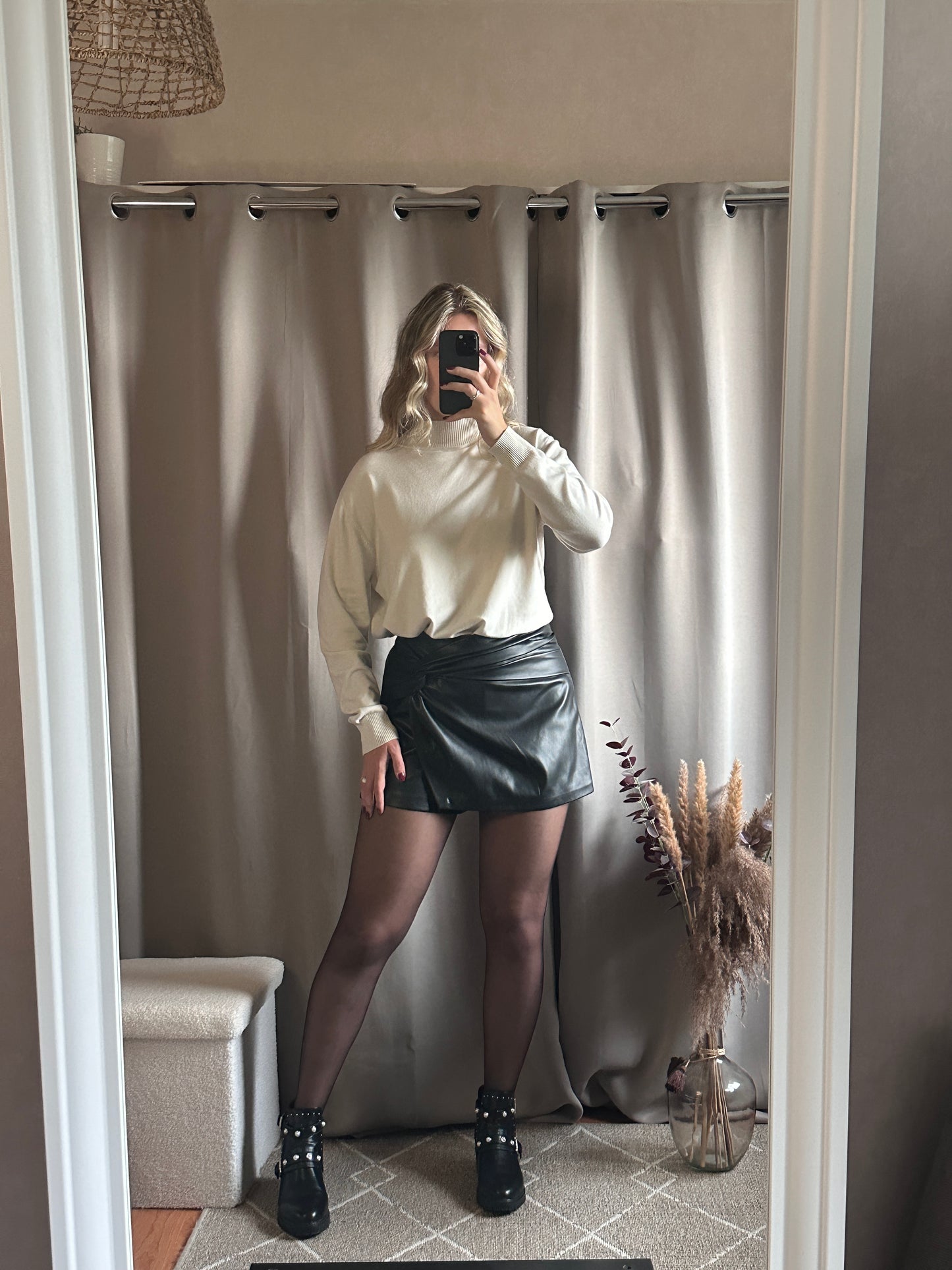 Pull col montant doux Ecru