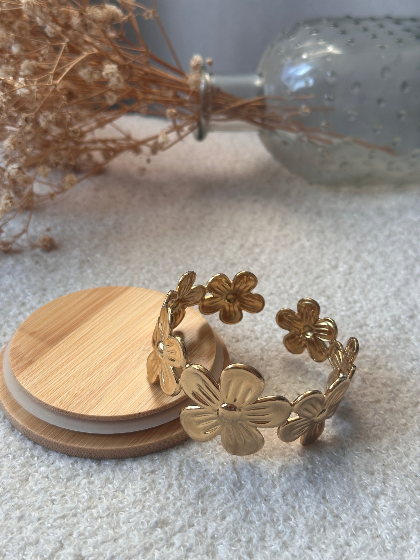 Bracelet fleurs doré