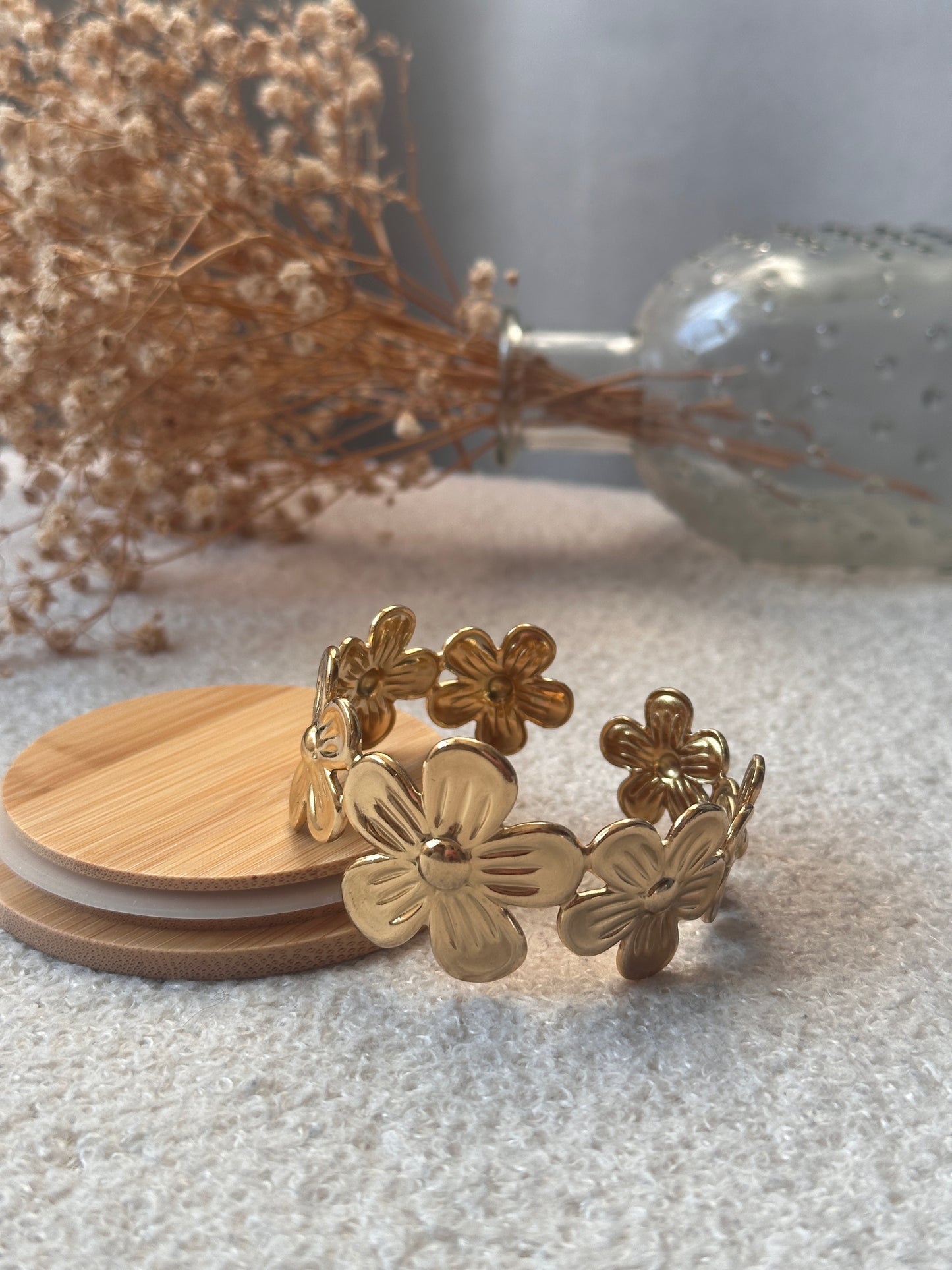 Bracelet fleurs doré