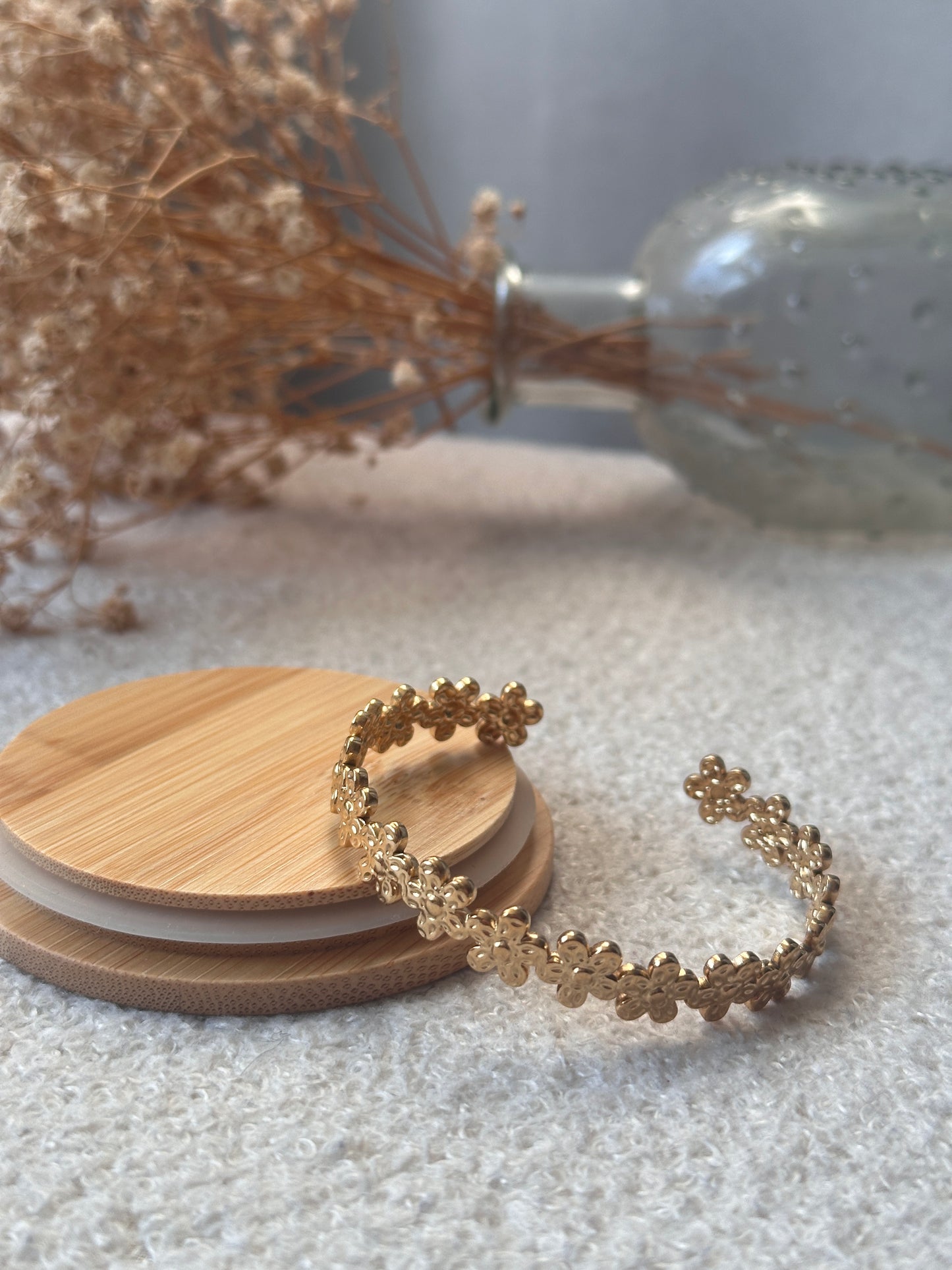 Bracelet fleurs doré