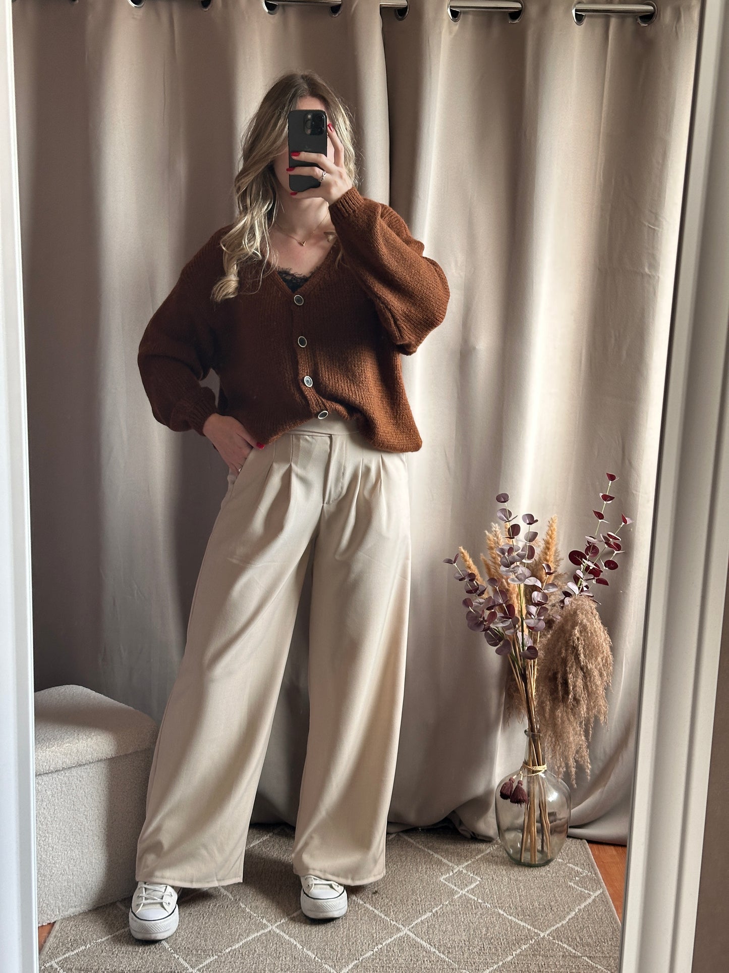 Pantalon fluide beige