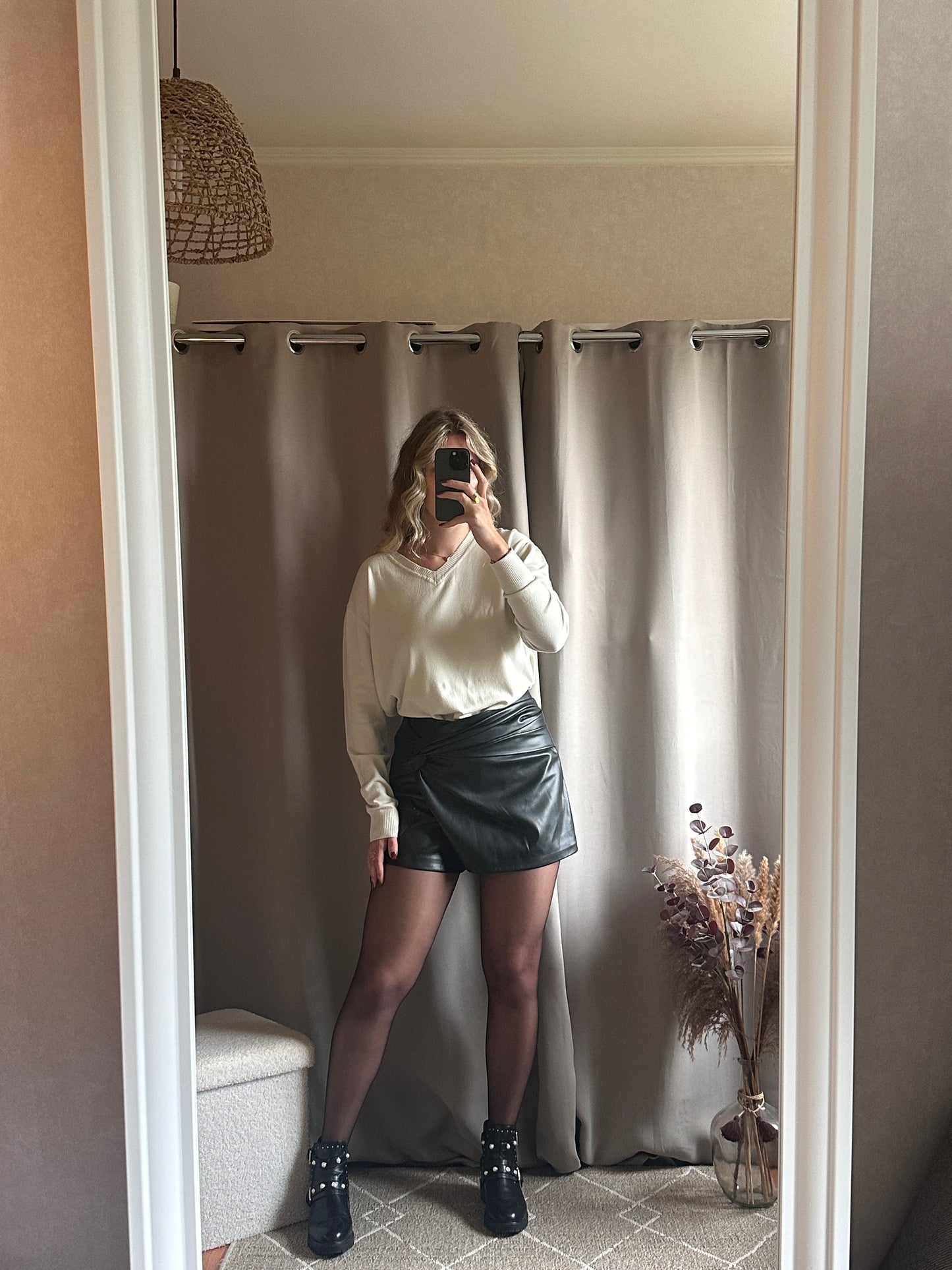 Pull col V doux Ecru