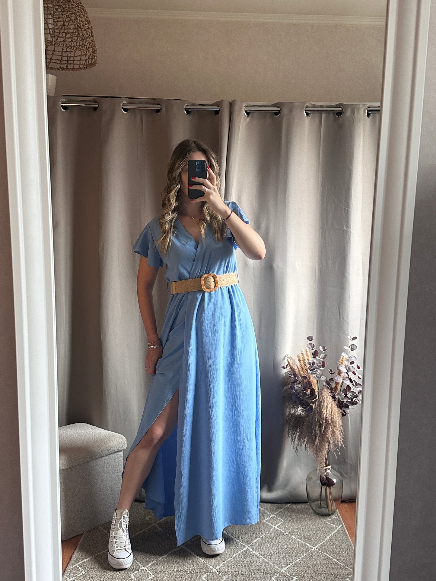 Robe longue bleu ciel