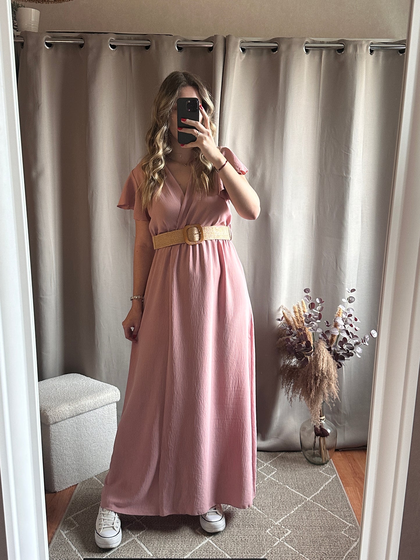 Robe longue rose